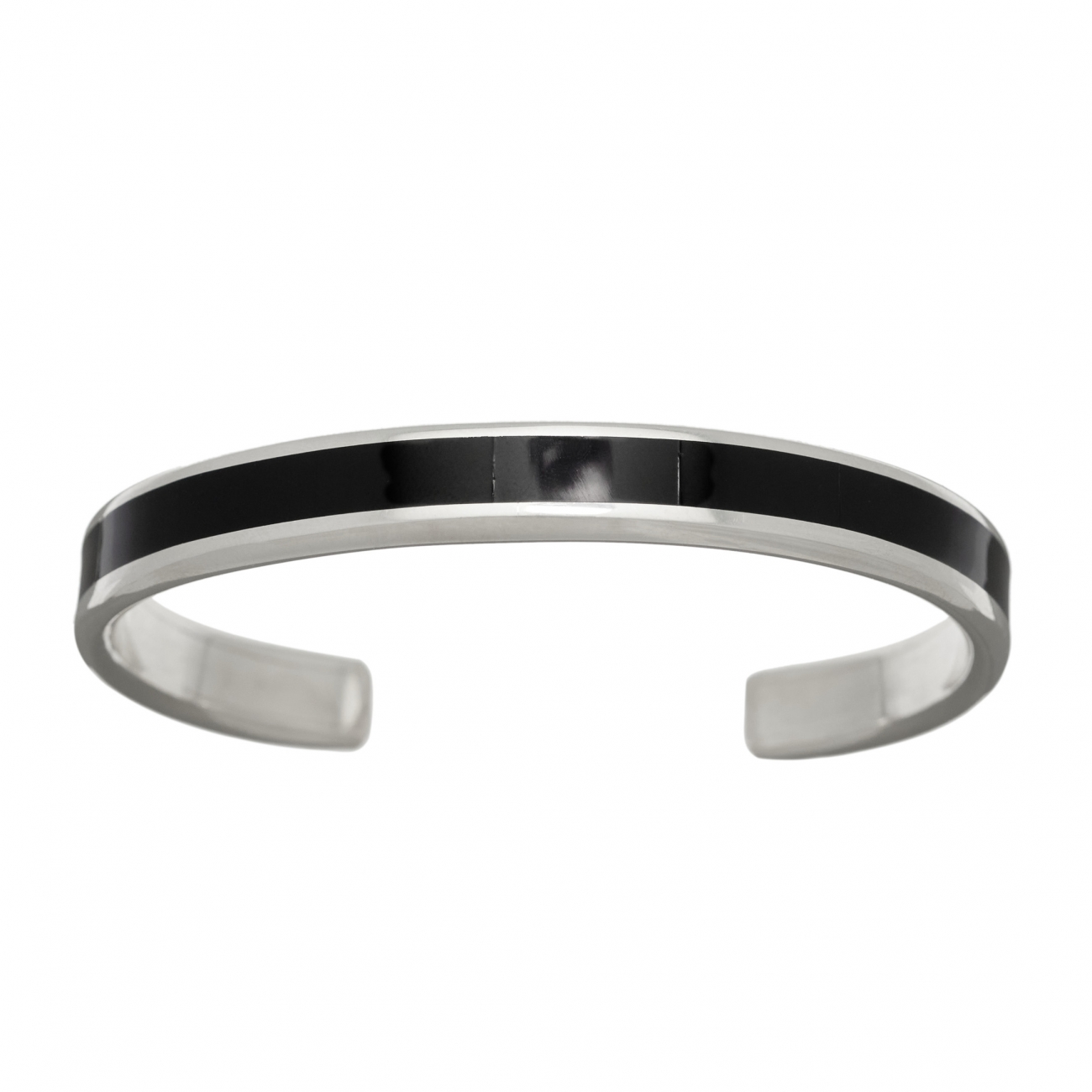 Zuni bracelet BR683 for men in black-jet and silver - Harpo Paris