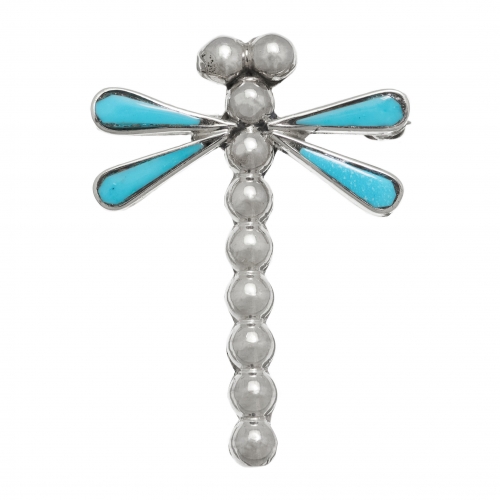Harpo Paris pendant brooch PE359 dragonfly in turquoise and silver