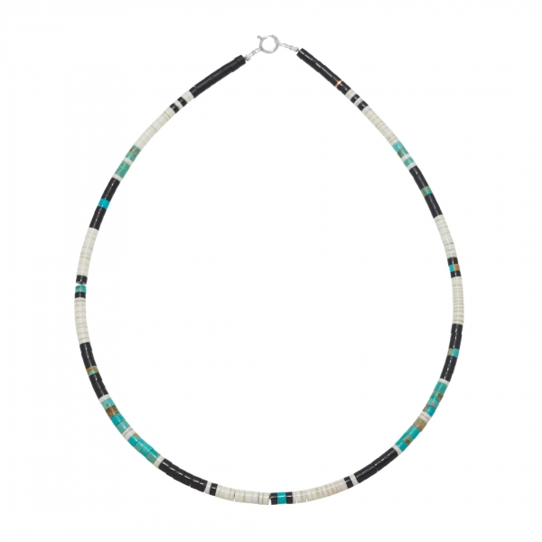 Pueblo necklace CO180 in stones and shells - Harpo Paris