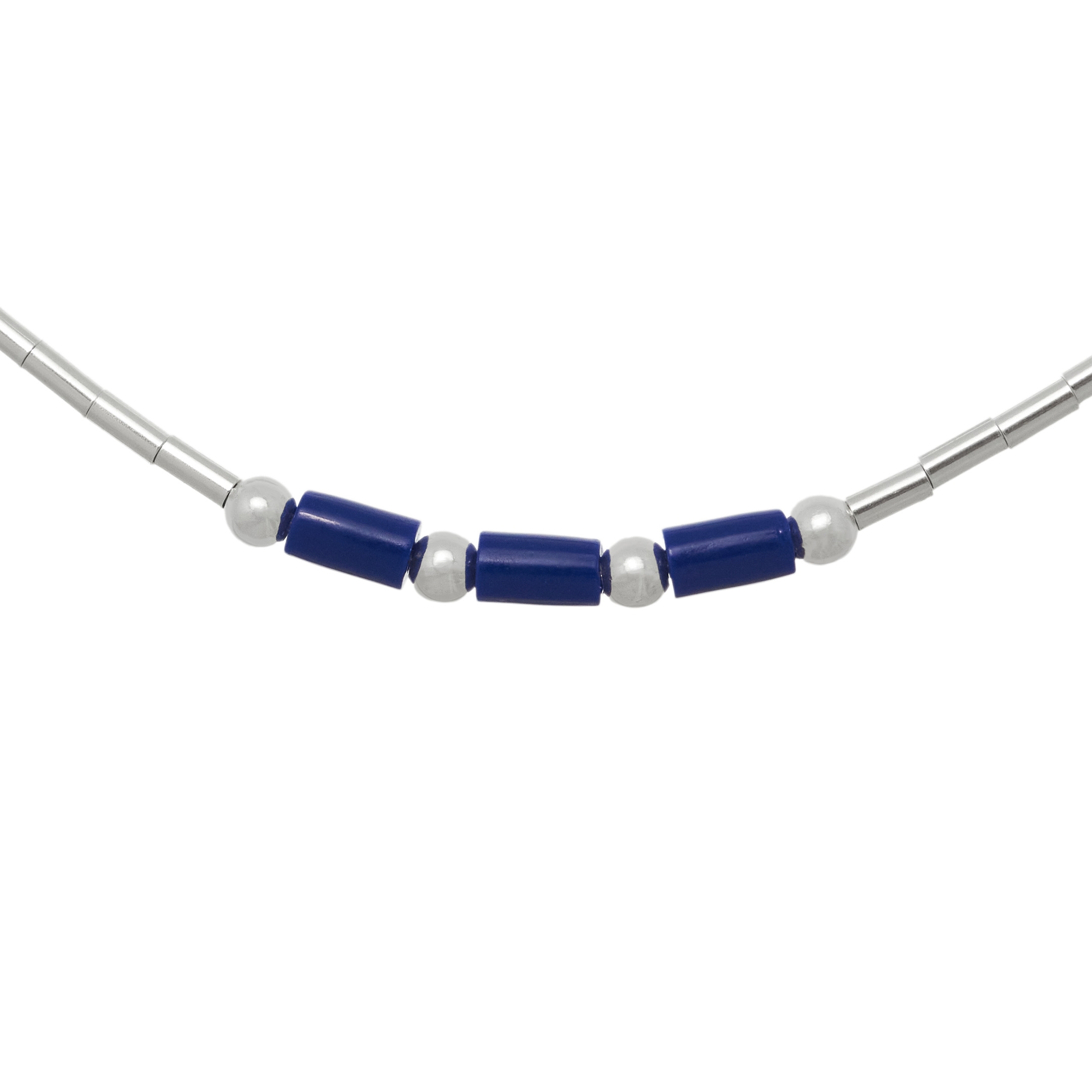 Chocker Native American necklace made of silver and stone mix Heishi beads. Harpo Paris