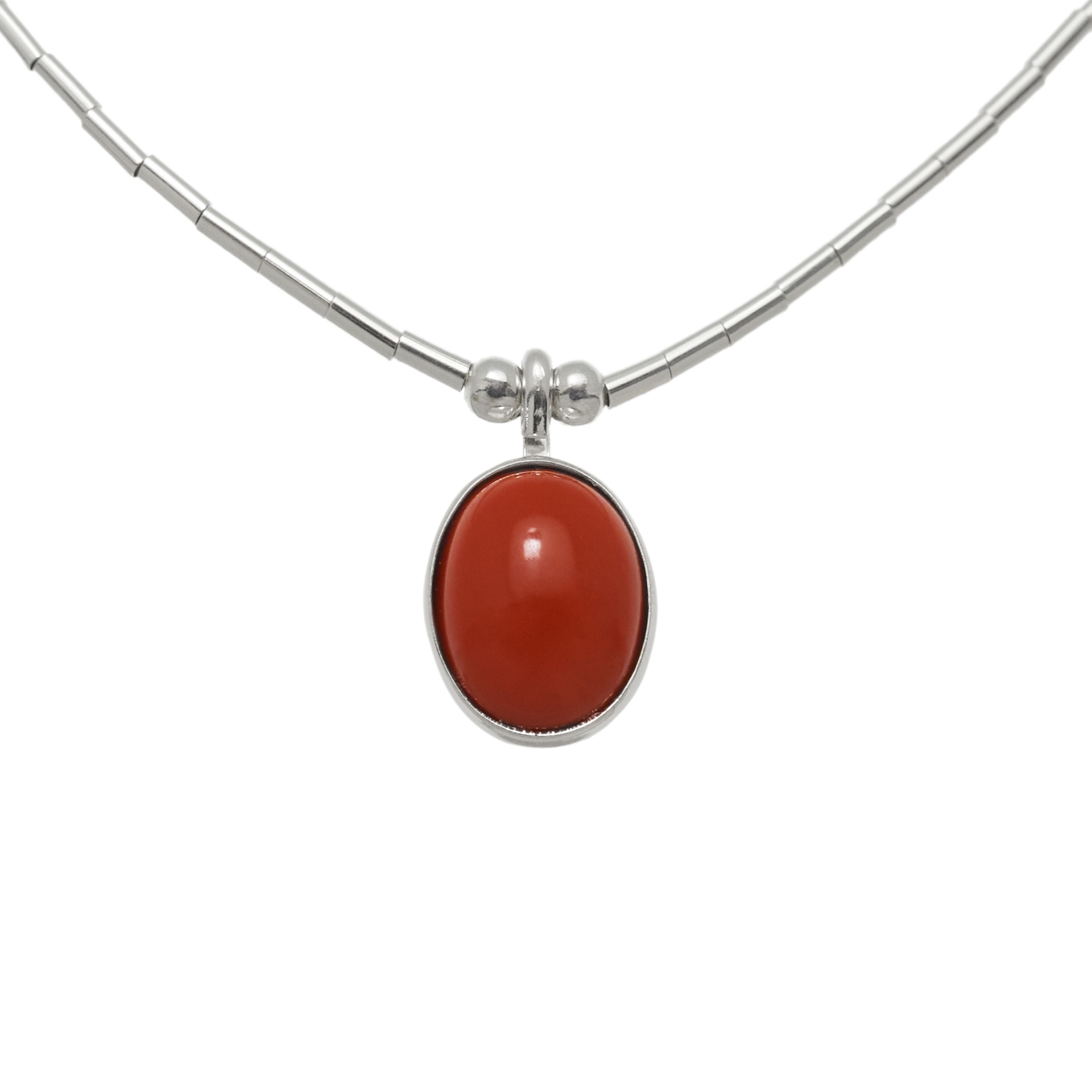 Liquid Silver Native American necklace made of silver Heishi beads and a stone cabochon. Harpo Paris