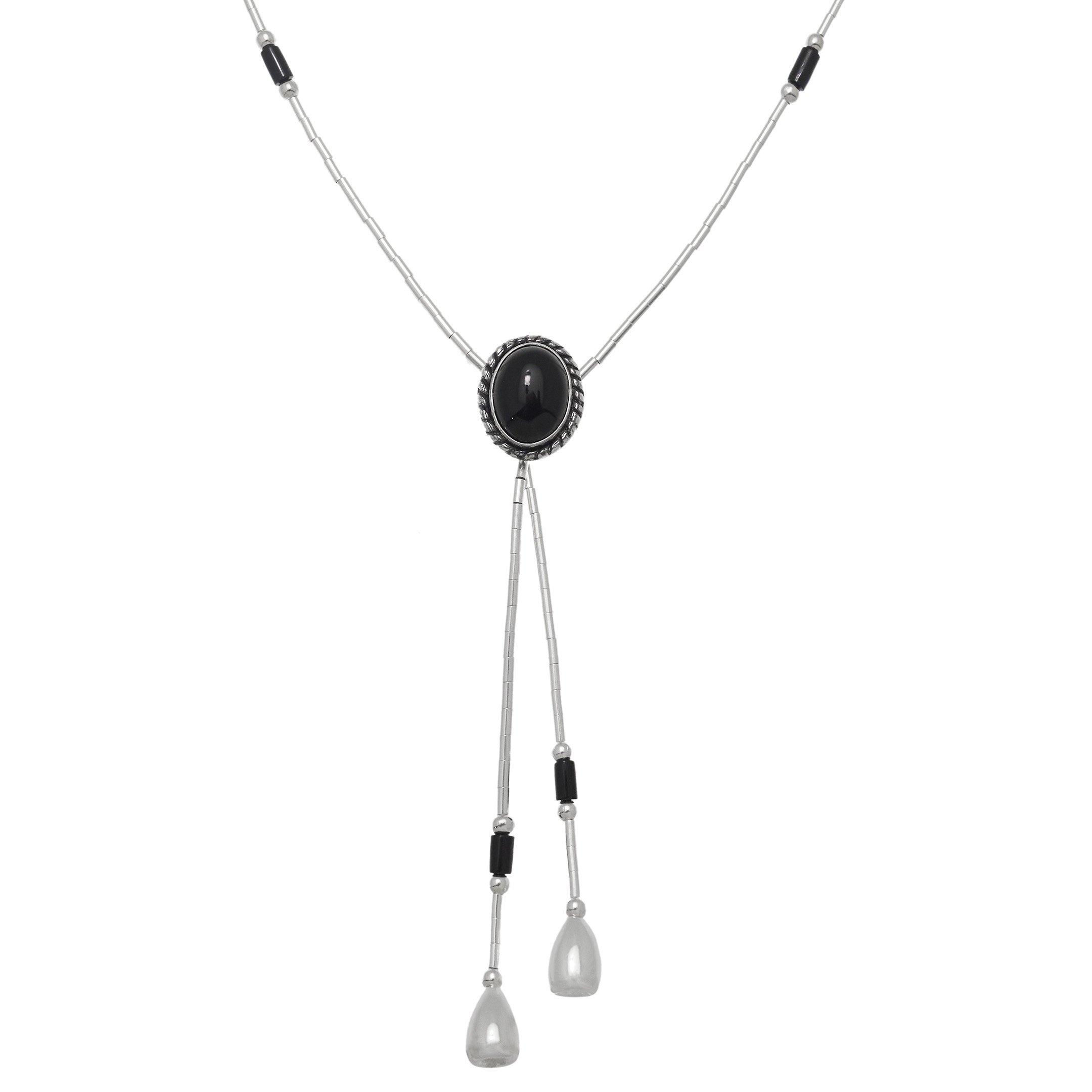 Collier Liquid Silver, perles Heishi d'argent et cabochon de pierres mix. Harpo Paris