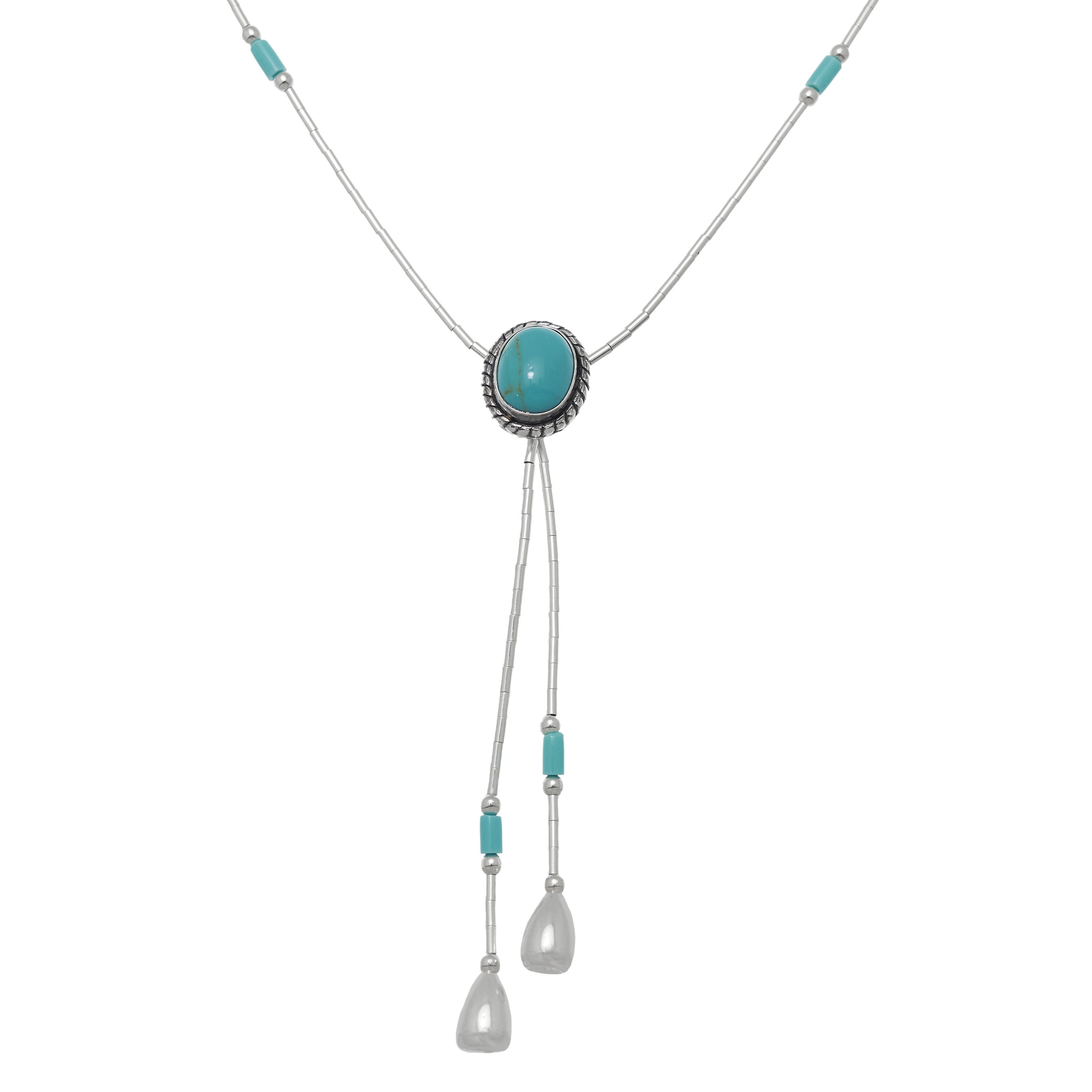 Collier Liquid Silver, perles Heishi d'argent et cabochon de pierres mix. Harpo Paris
