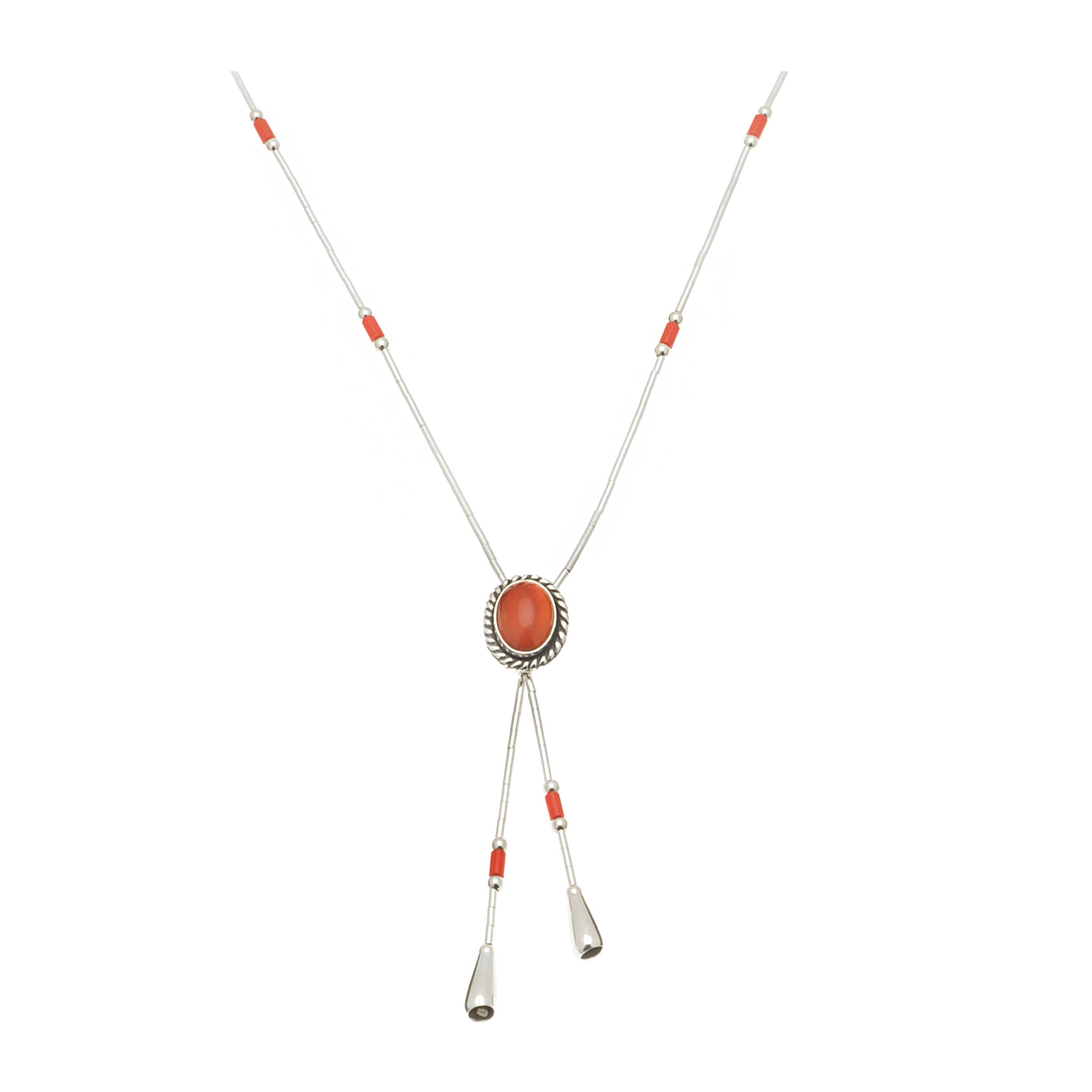 Liquid silver necklace, Heishi  beads in silver and cabochon of mix stones. Harpo Paris