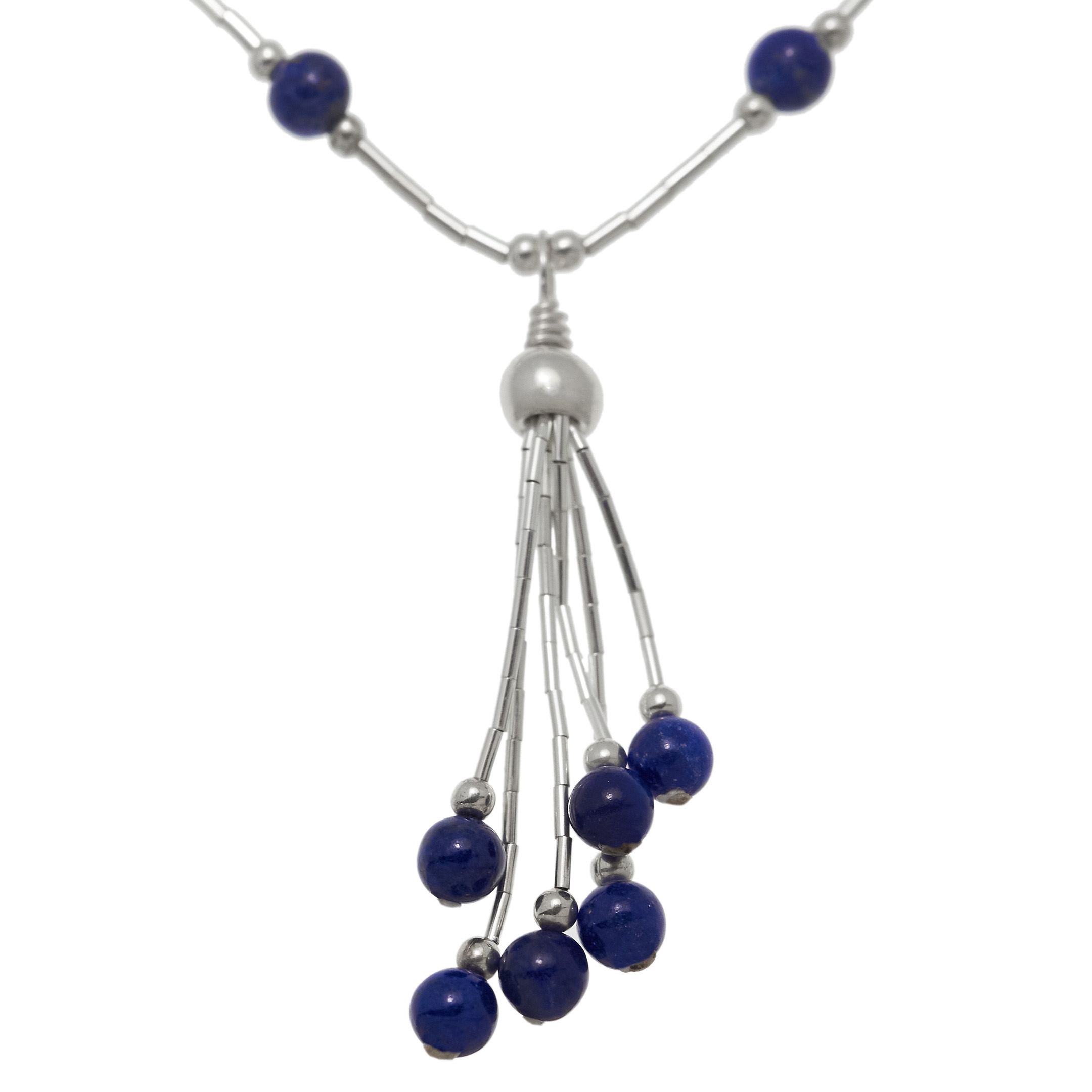Collier amérindien Liquid Silver, perles Heishi en argent et perles en pierres mix. Harpo Paris