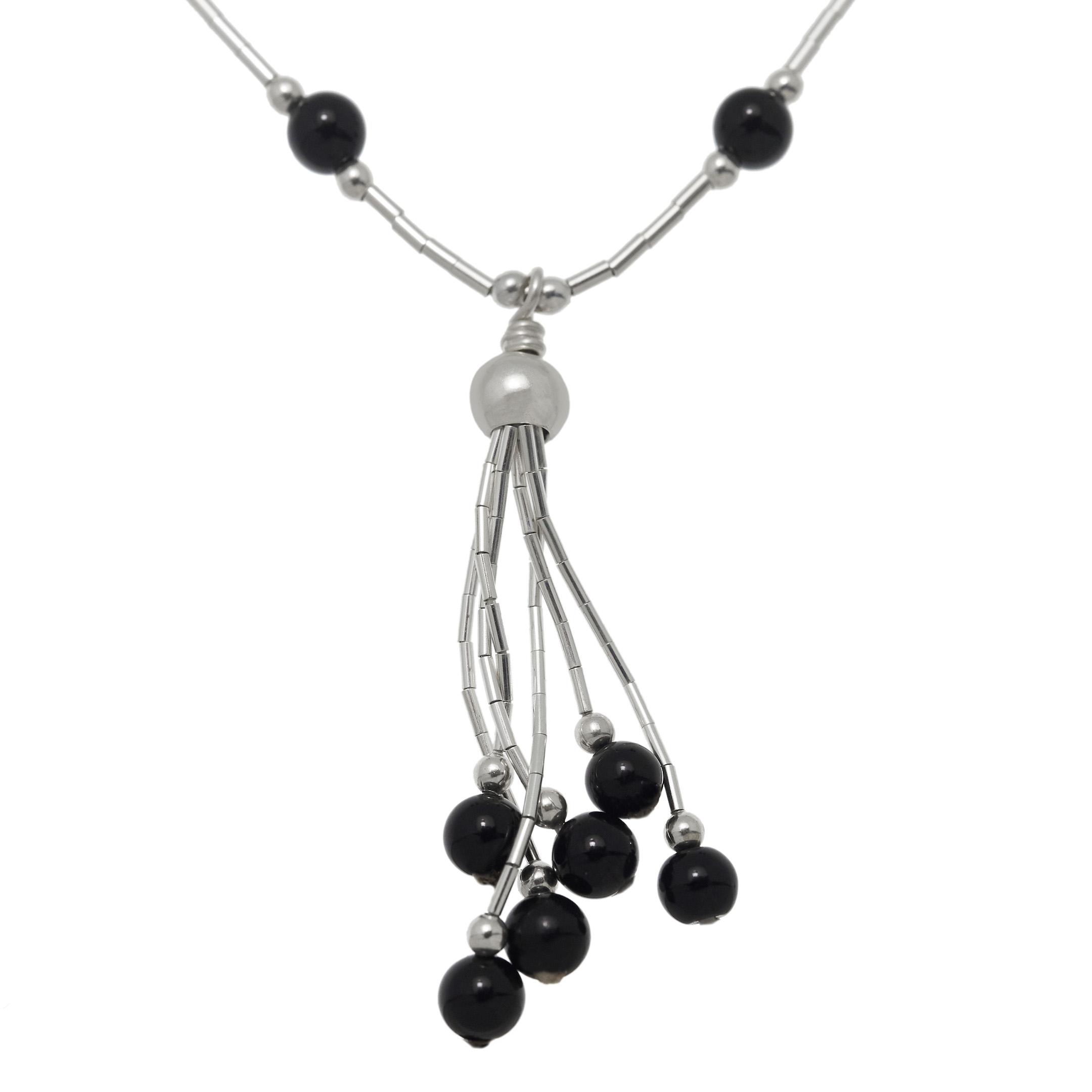Collier amérindien Liquid Silver, perles Heishi en argent et perles en pierres mix. Harpo Paris