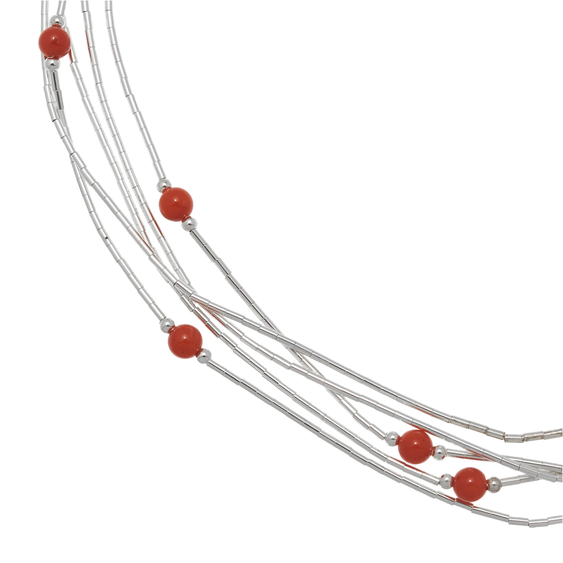 Liquid silver Native American necklace, silver Heishi beads and stone mix beads. Harpo Paris
