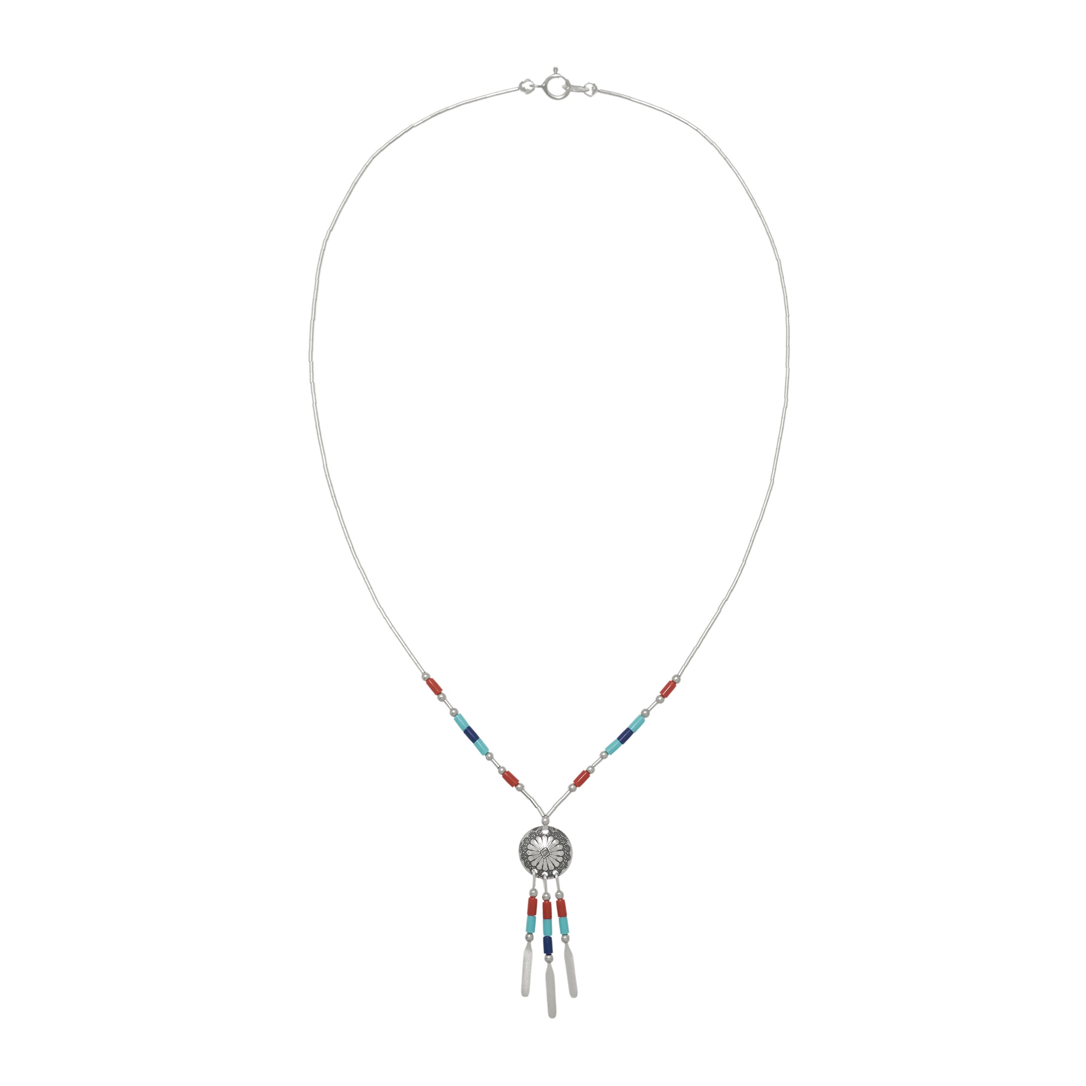Collier amérindien Liquid silver en perles Heishi. Harpo Paris