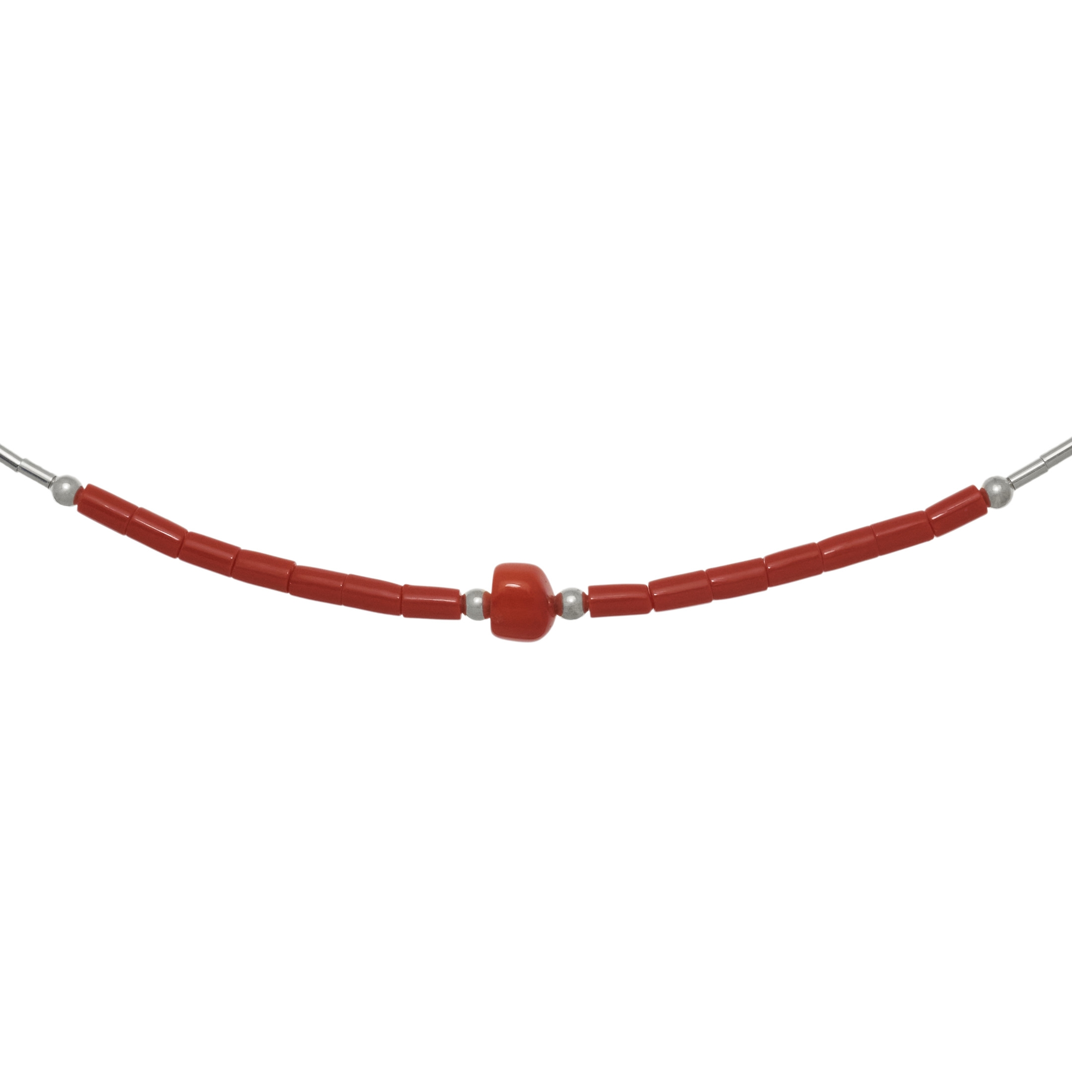 Collier amérindien Liquid Silver, perles Heishi en argent et pierres mix. Harpo Paris