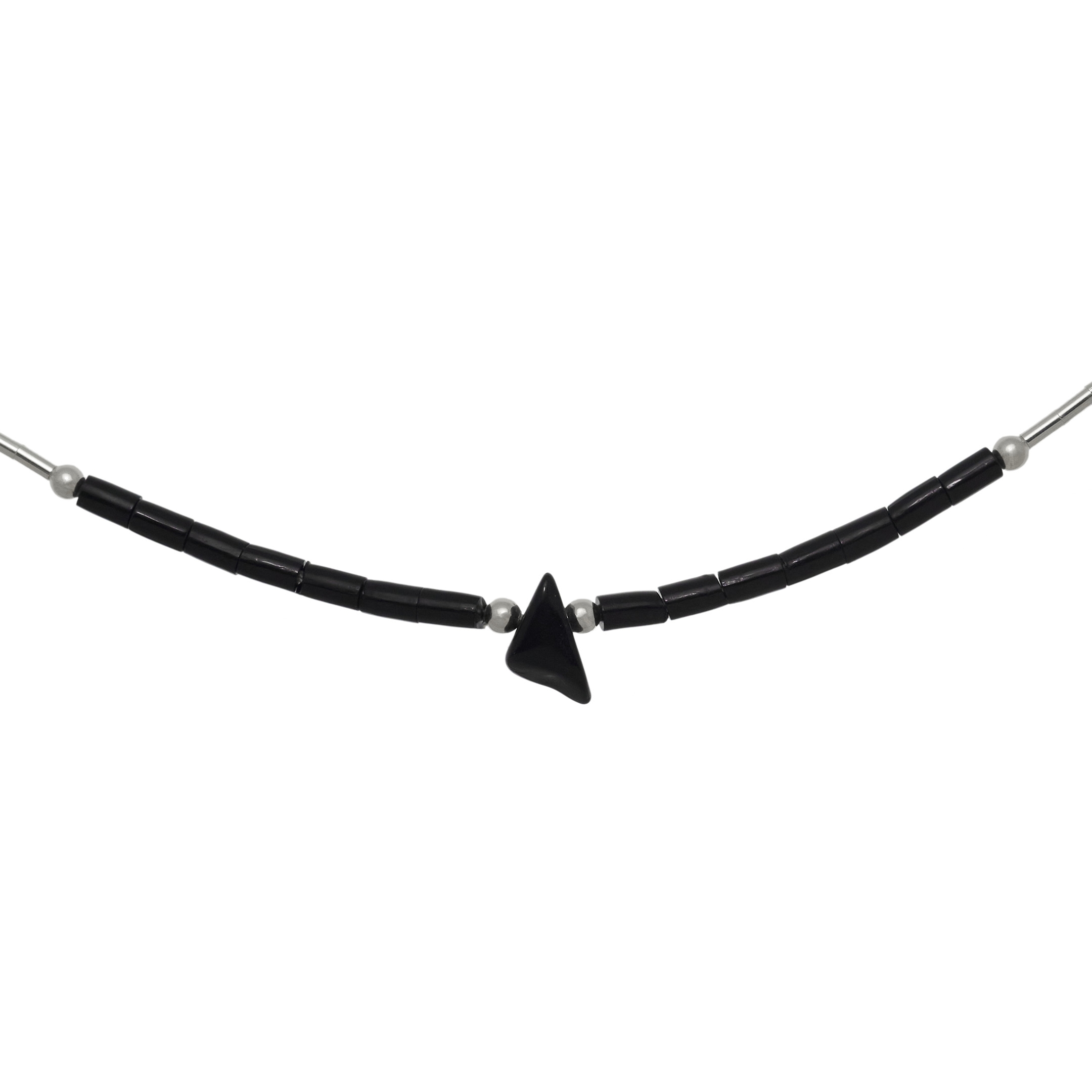 Collier amérindien Liquid Silver, perles Heishi en argent et pierres mix. Harpo Paris