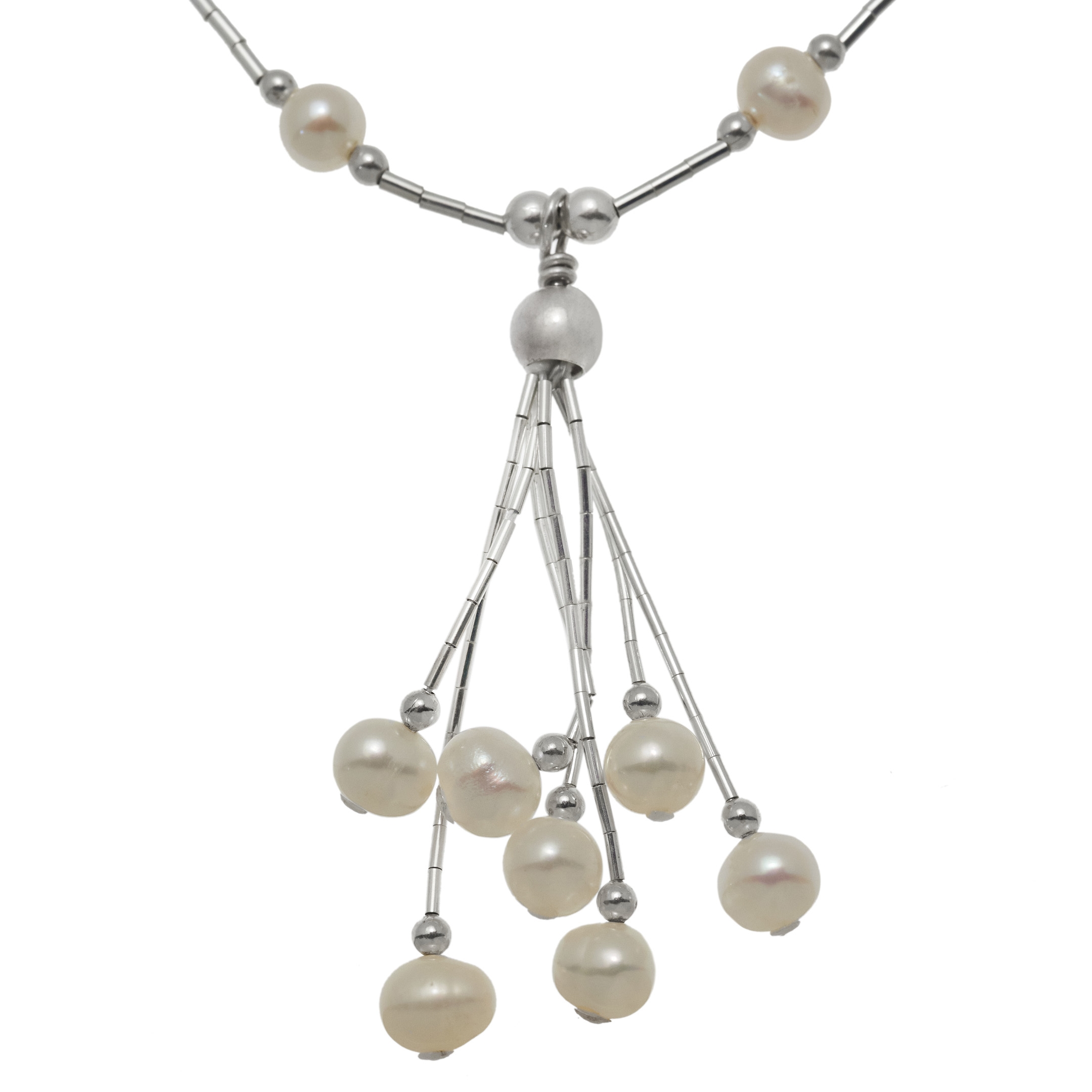 Liquid silver Native American necklace, silver Heishi beads and stone mix beads. Harpo Paris
