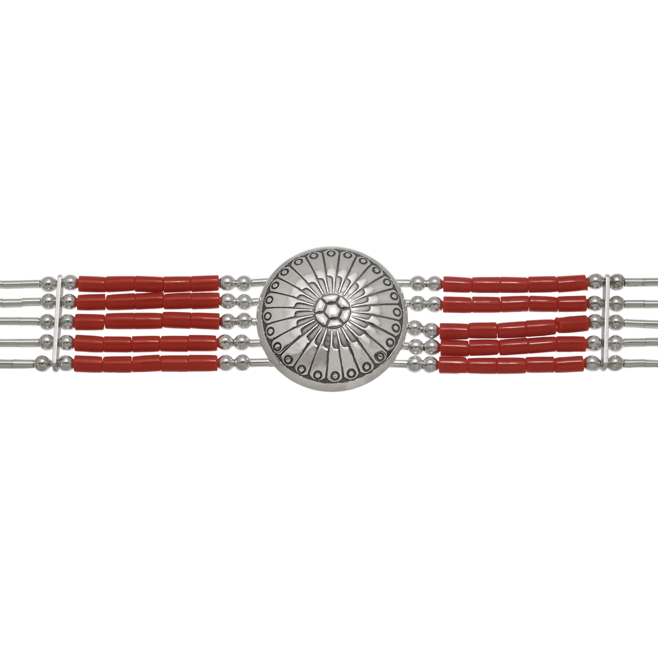 Collier amérindien concho ras du cou à 5 rangs de perles Heishi. Harpo Paris