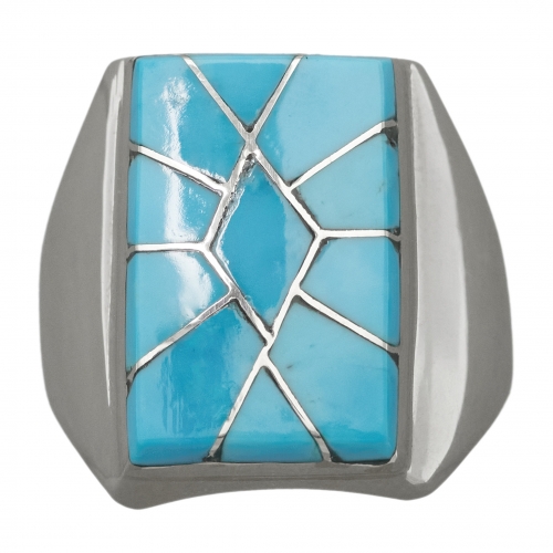 Zuni Harpo Paris ring BA1066 in sterling silver inlaid of turquoise