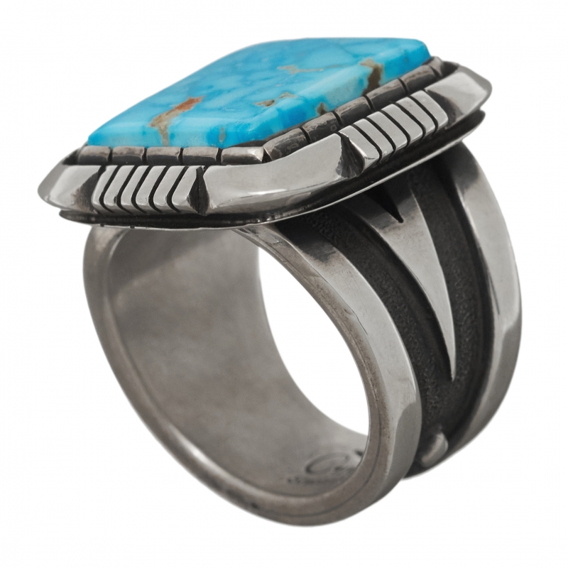 Navajo ring BA1067 in silver and turquoise Harpo