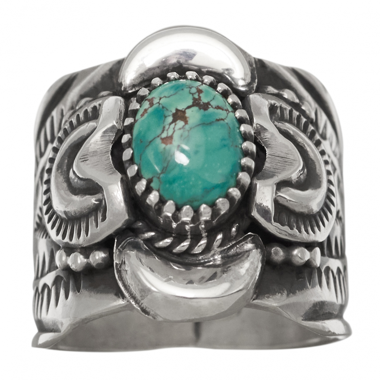 Bague Navajo BA1069 en argent massif et turquoise Harpo Paris