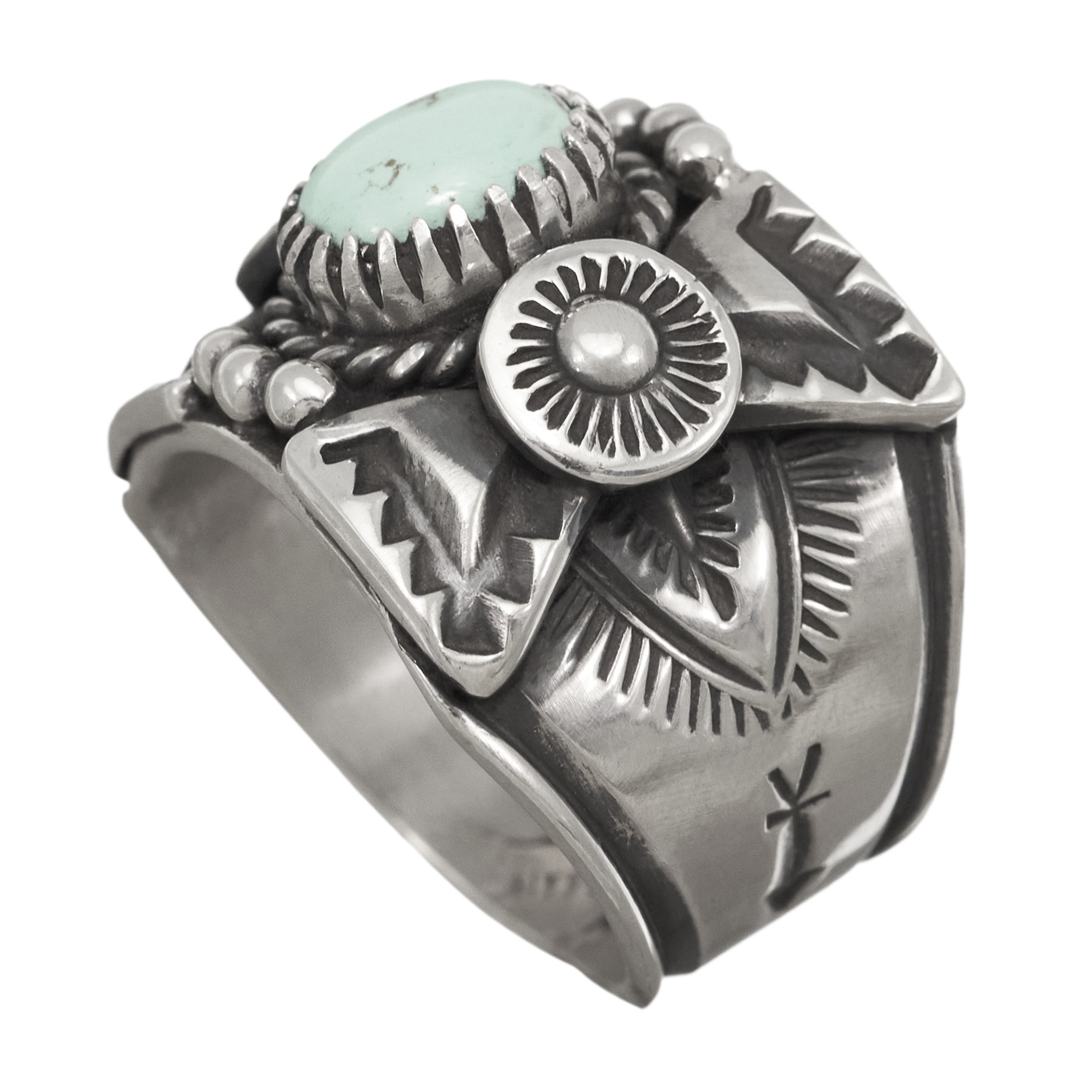 Bague Navajo pour homme en turquoise ou argent, BA1070 - Harpo Paris