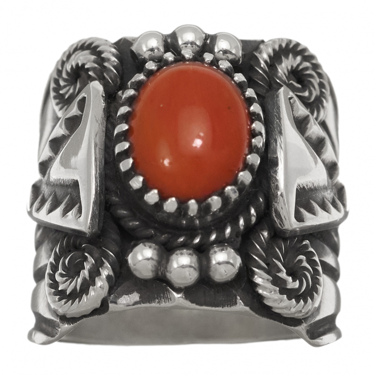 Bague Harpo Paris unisexe BA1071 en corail et argent massif