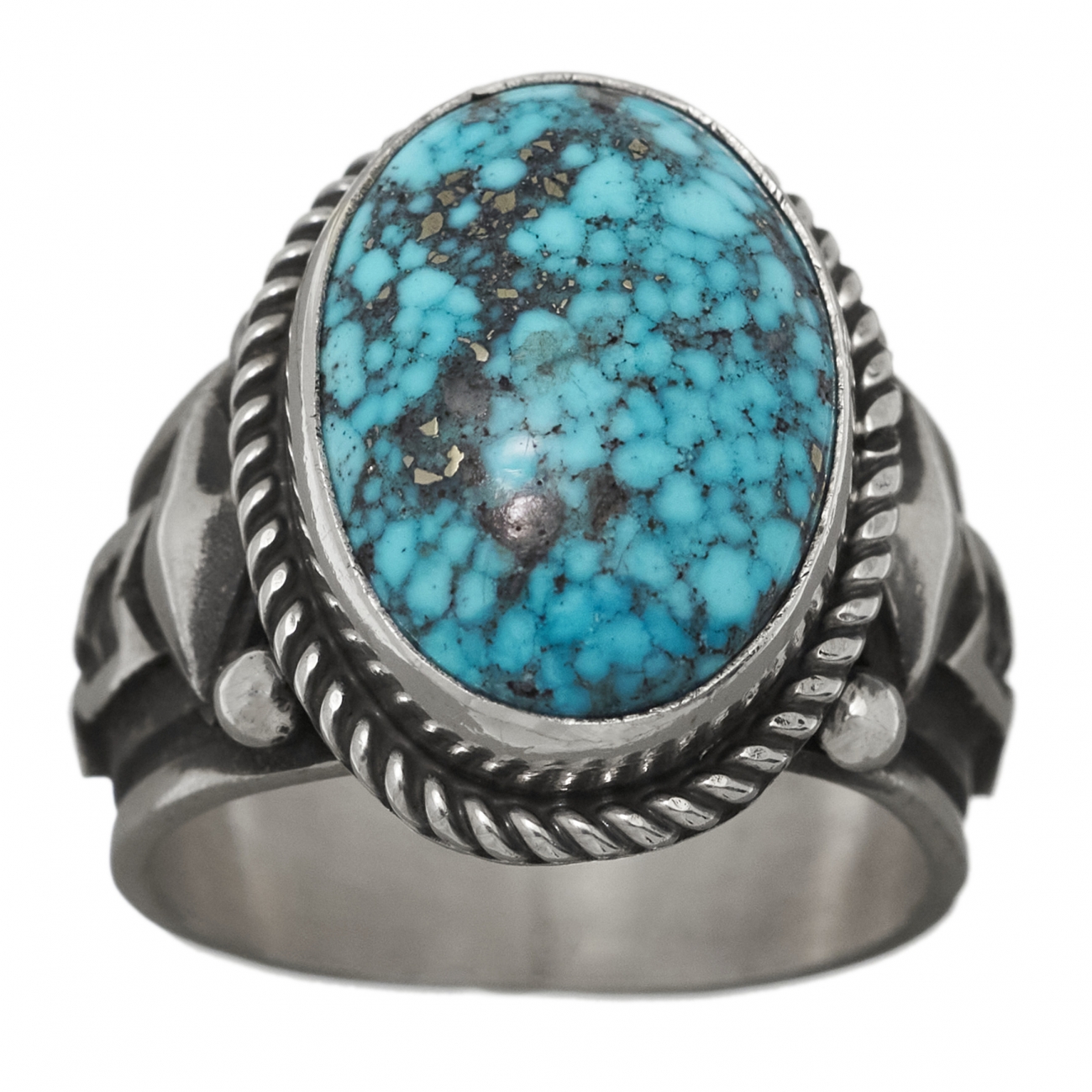 Bague Navajo pour homme BA1075 en turquoise et argent - Harpo Paris