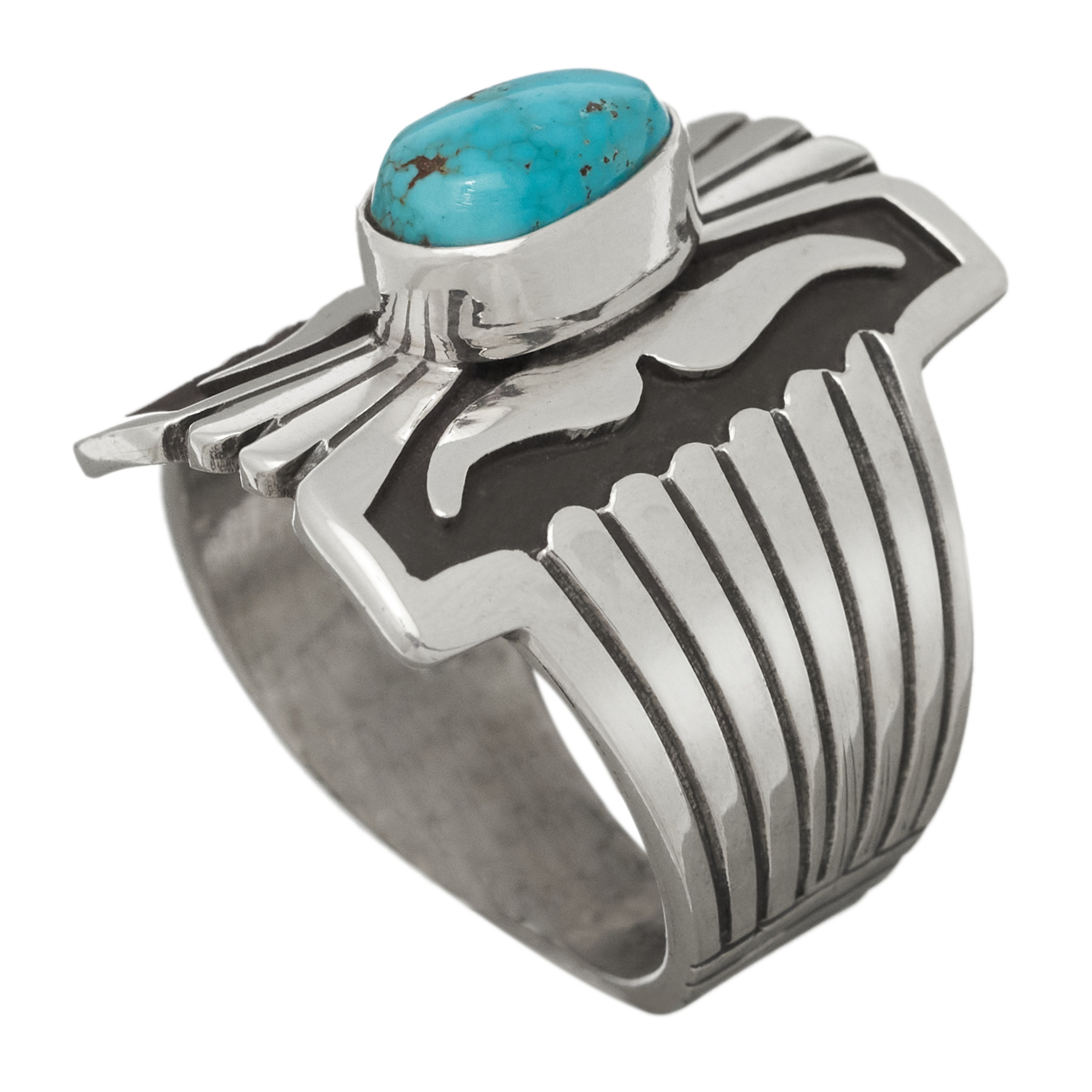 Bague Navajo pour homme en argent et turquoise, BA1123 - Harpo Paris