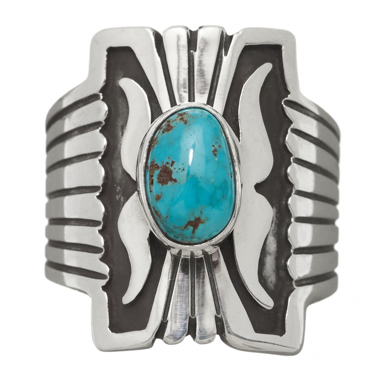 Bague Navajo pour homme BA1123 en turquoise et argent - Harpo Paris