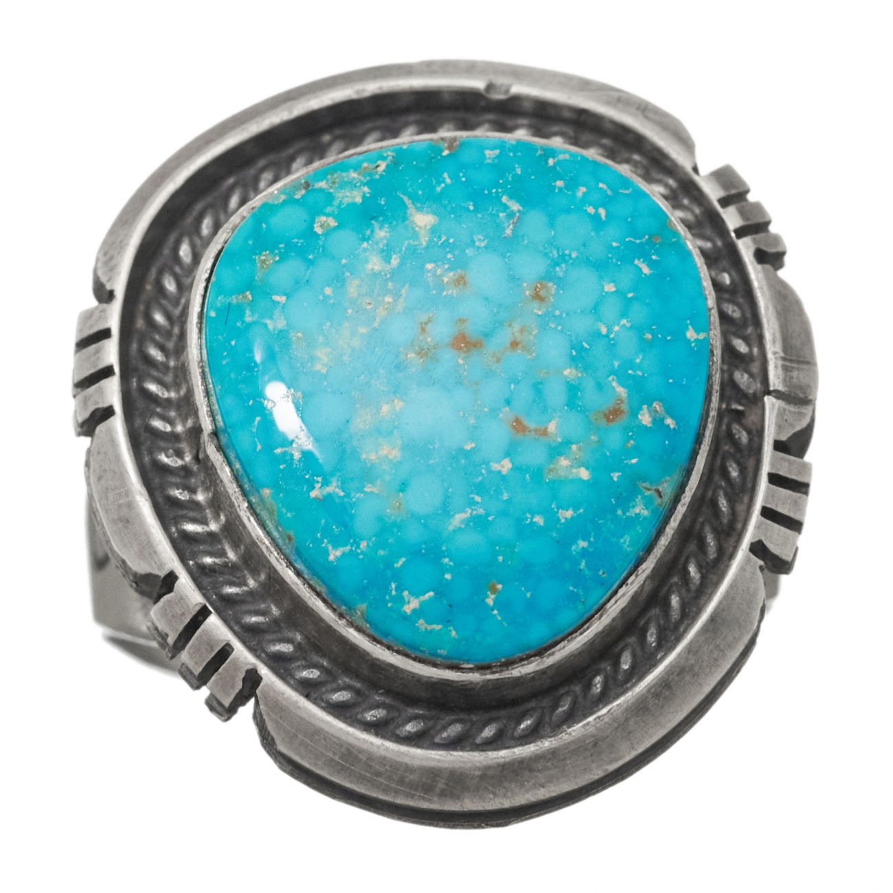 Navajo ring for women BA1093 in turquoise and mat silver - Harpo Paris