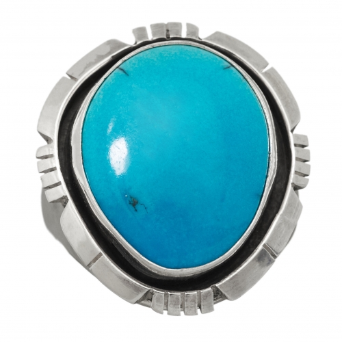 Navajo ring for men BA1094 in turquoise and silver - Harpo Paris