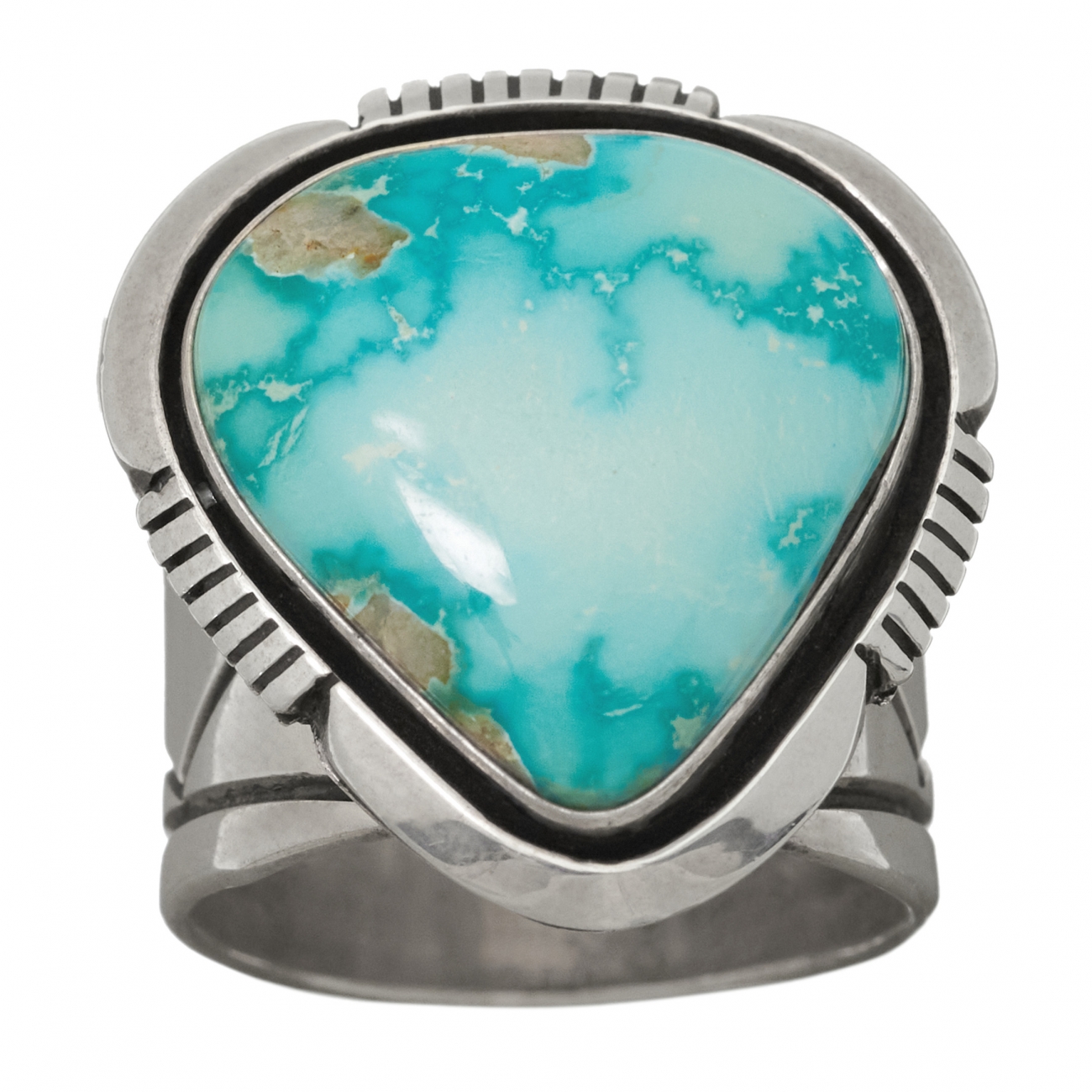 Bague Navajo pour homme BA1097 en turquoise et argent - Harpo Paris