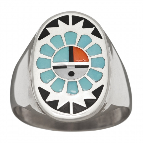 Zuni ring for men BA1117 in inlay and silver - Harpo Paris