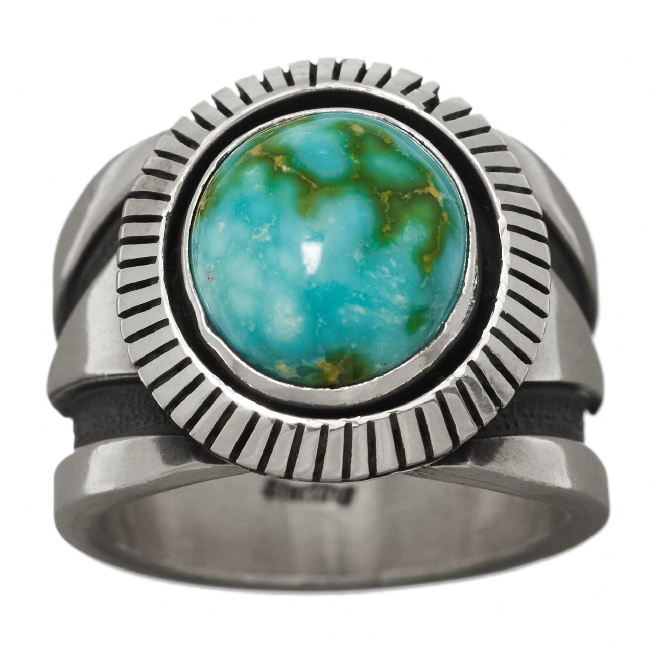 Bague Navajo pour homme BA1081 en turquoise et argent - Harpo Paris