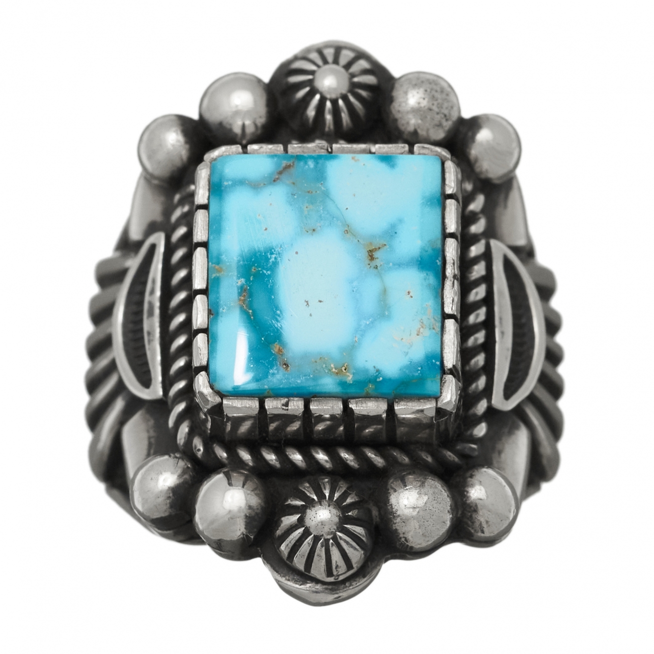 Navajo ring for men BA1127 in turquoise and silver - Harpo Paris