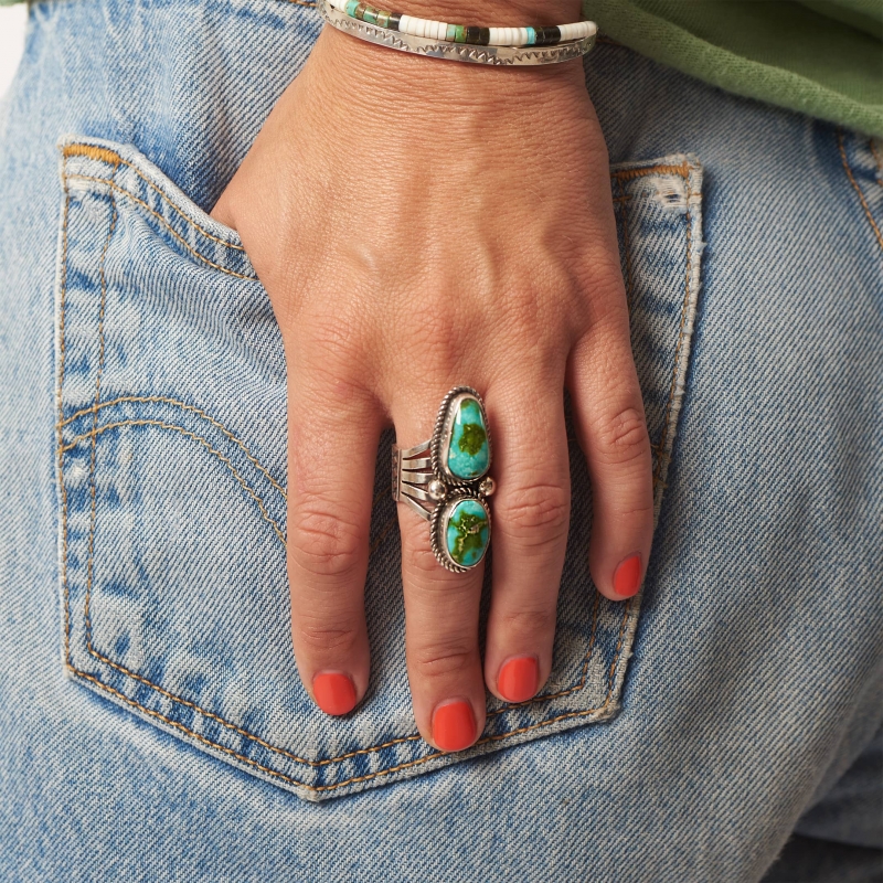 Navajo ring BA1128 for women in turquoise and silver - Harpo Paris