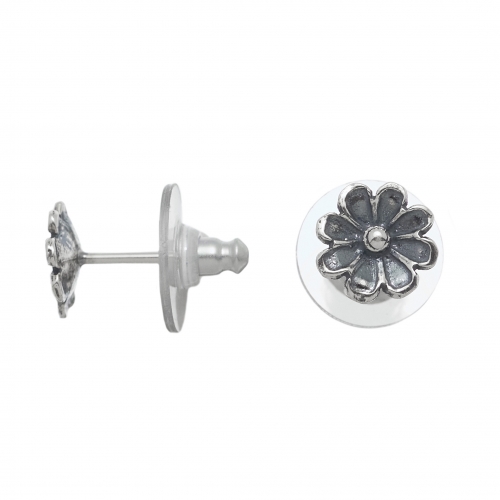 Harpo Paris earrings BO319 flower studs in silver