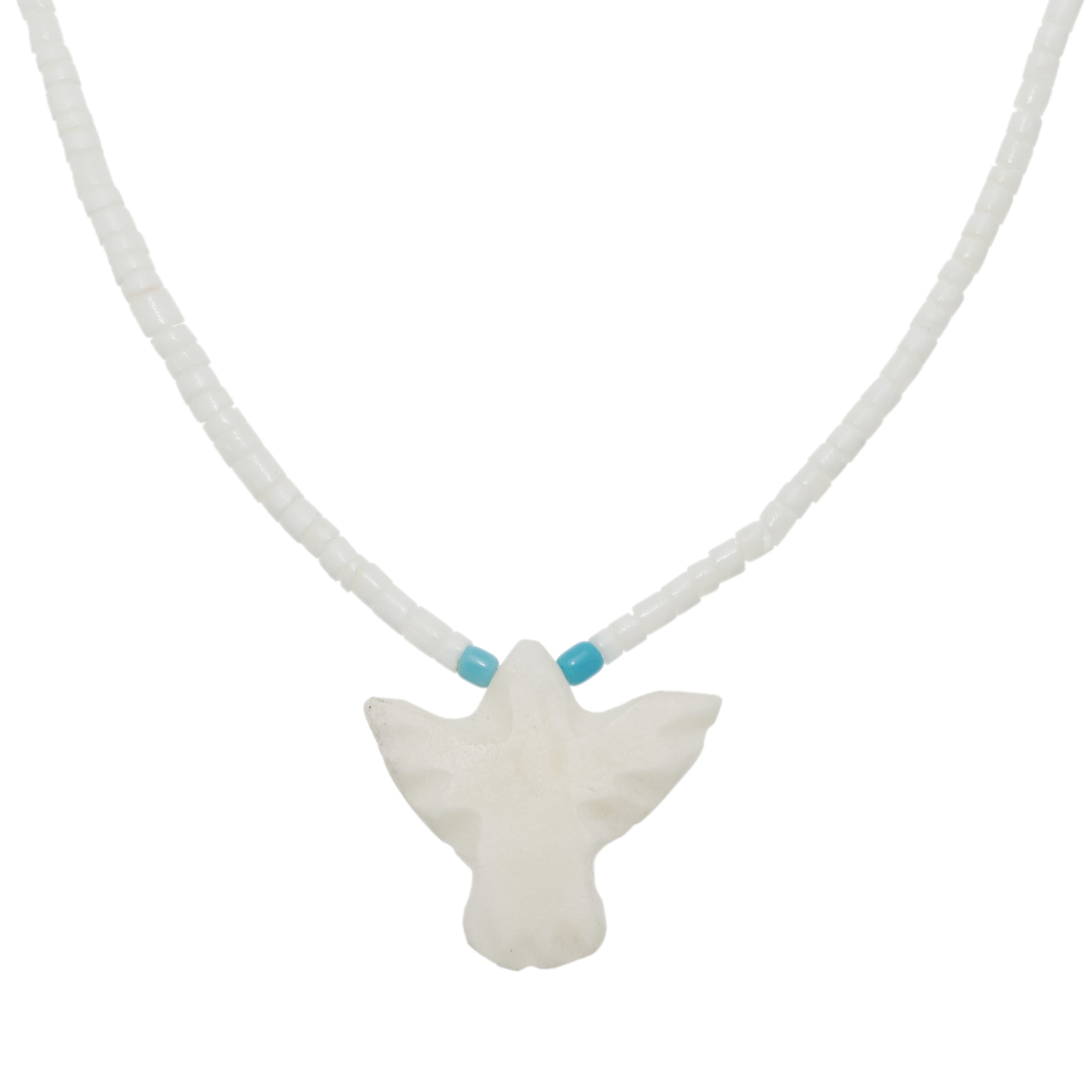 Collier Heishi en jaspe, pendentif aigle, COw45 - Harpo Paris