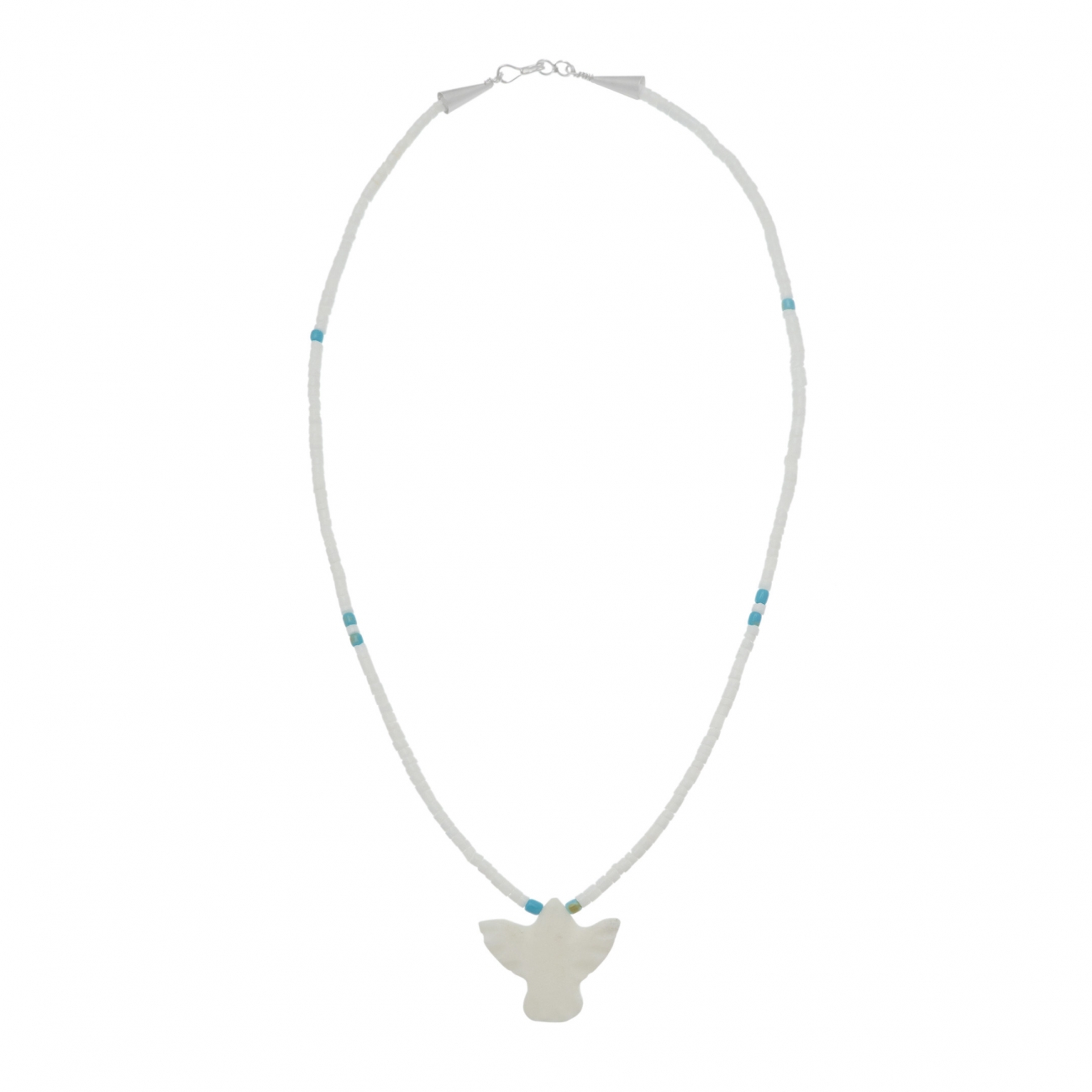 Collier aigle COw45 coquillage et turquoise - Harpo Paris