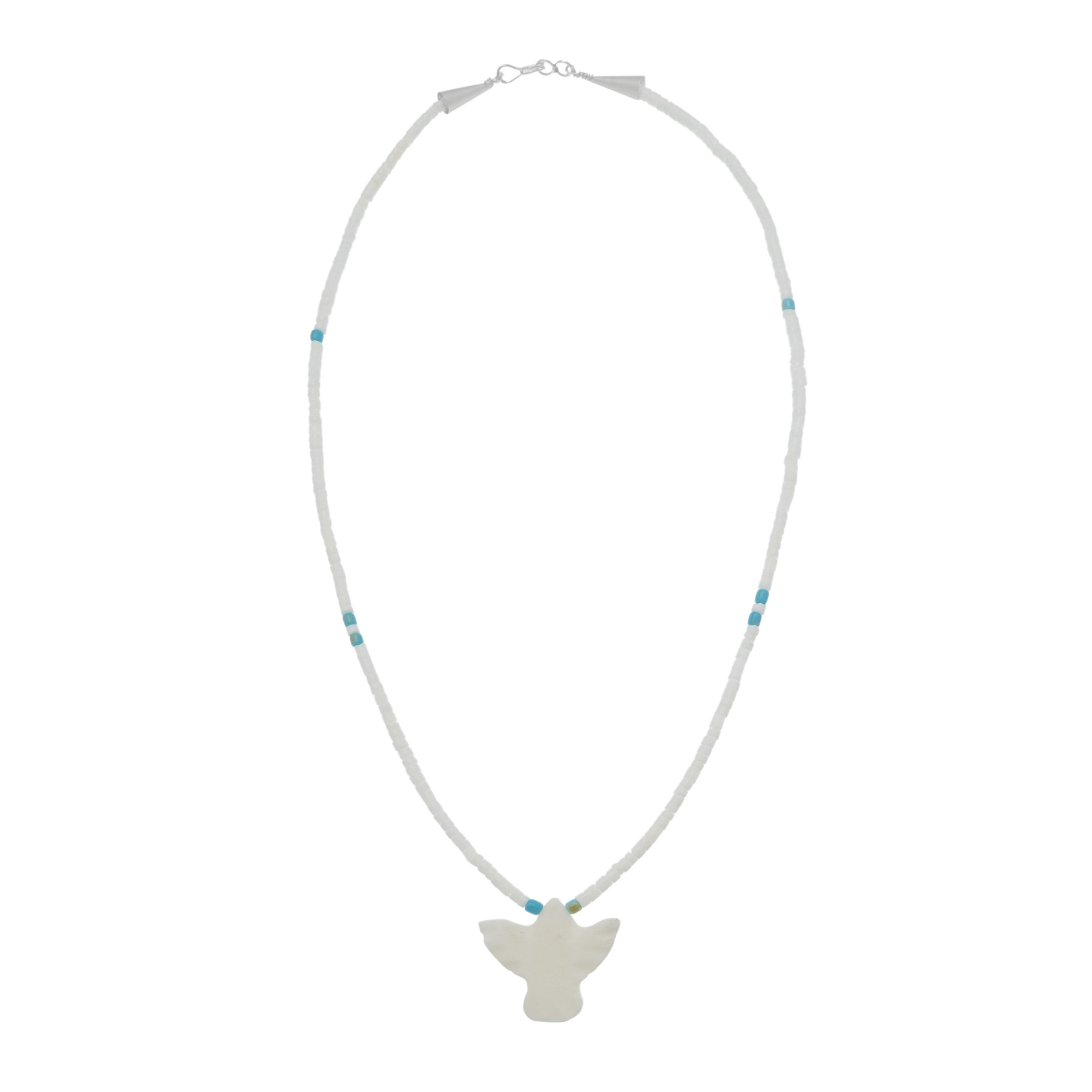 Collier aigle COw45 coquillage et turquoise - Harpo Paris