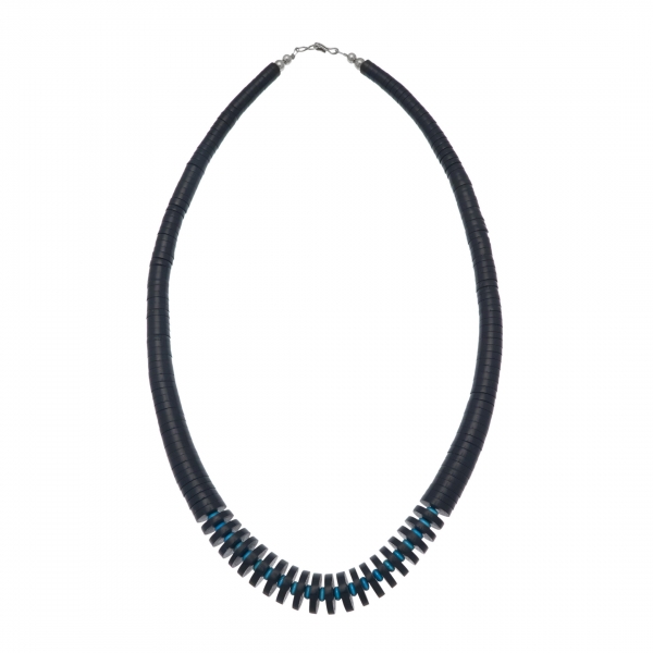 Pueblo necklace CO186 in jet and turquoise - Harpo Paris