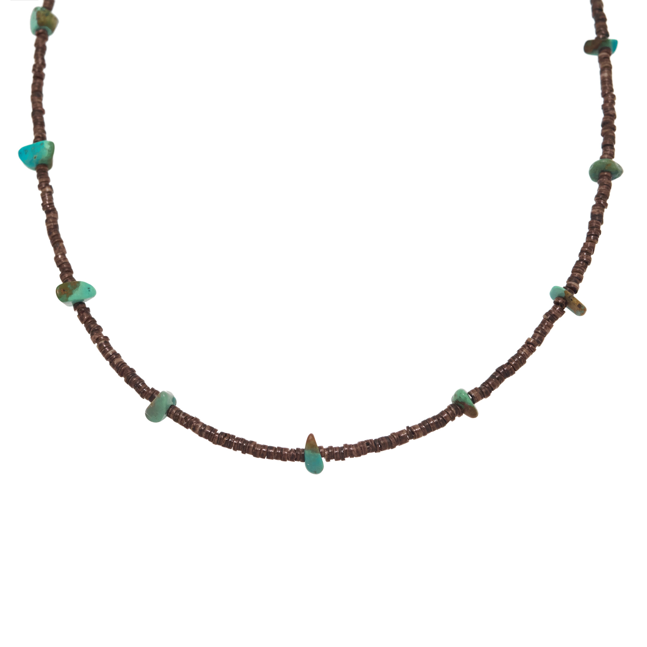 Collier Navajo en coquillages et pépites de turquoise, COw48 - Harpo Paris