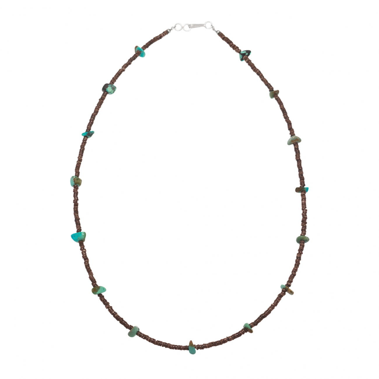 Pueblo necklace COw48 in shell and turquoise - Harpo Paris