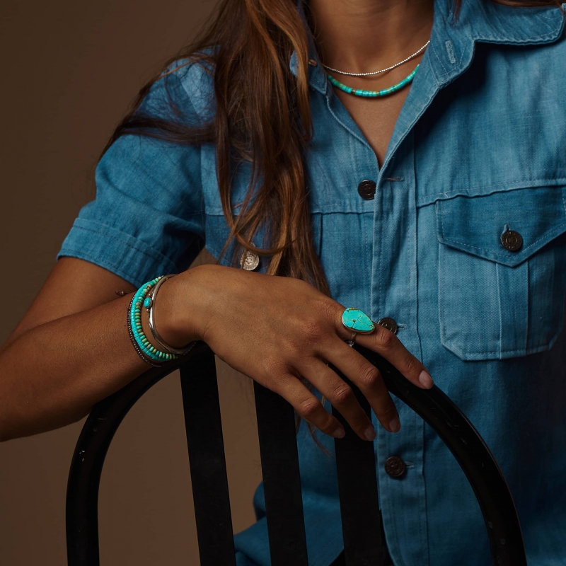 Navajo ring for women BA1141 in turquoise and silver - Harpo Paris