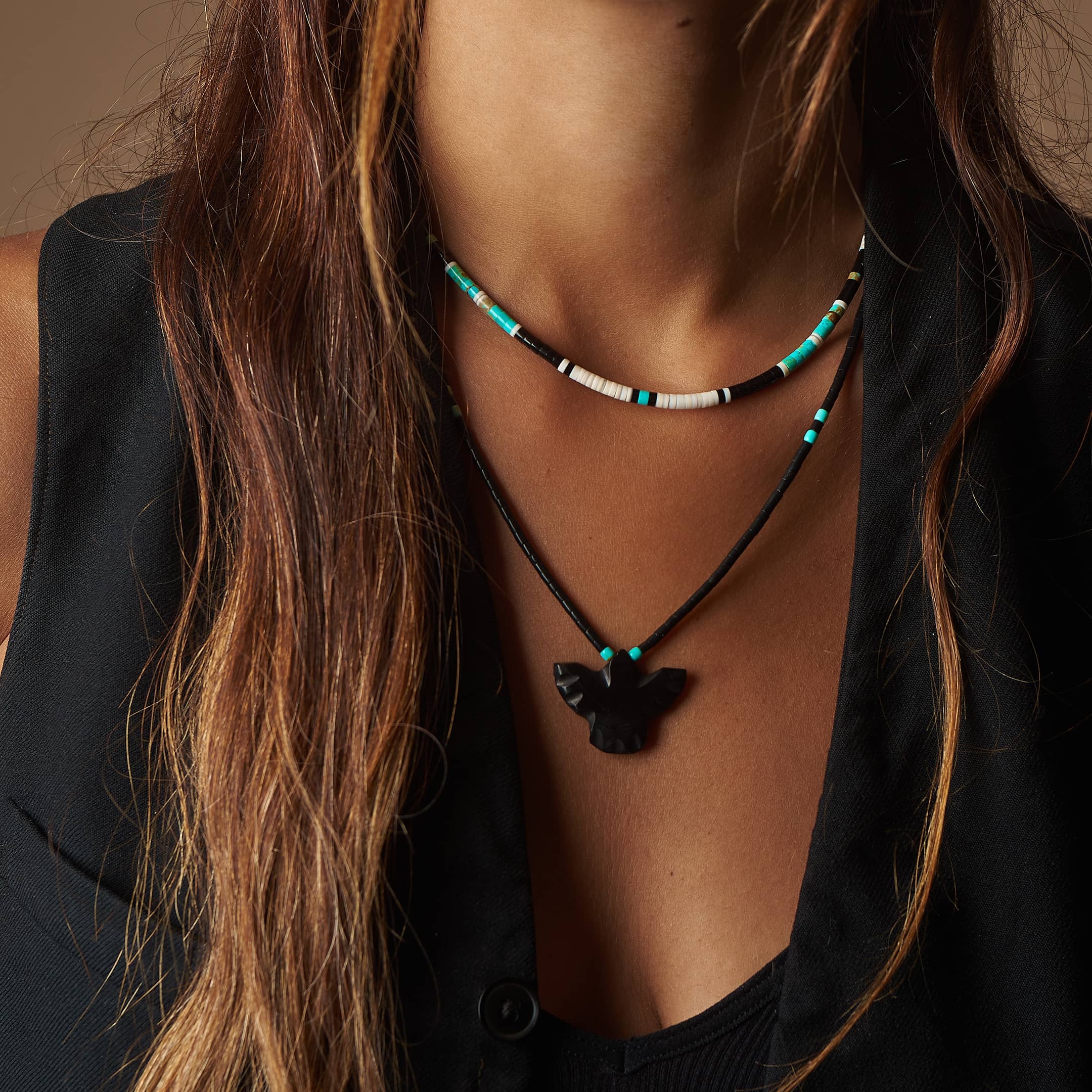 Collier Pueblo en perles heishi, COP07 - Harpo Paris