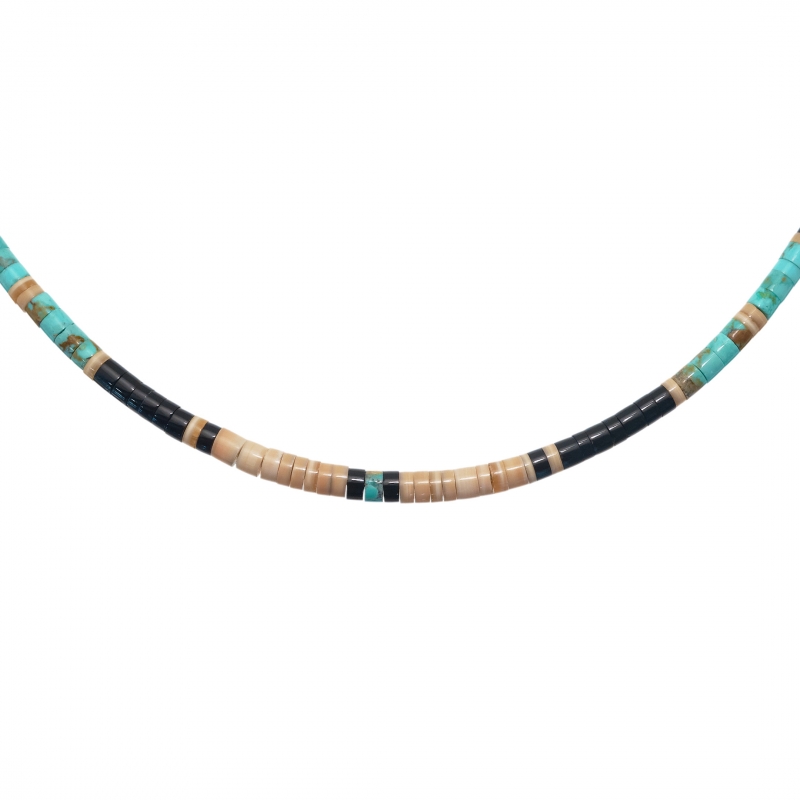 Pueblo necklace CO193 in stones and turquoise - Harpo Paris