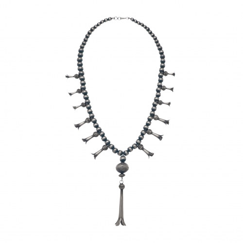 Navajo necklace in mat silver, CO194 - Harpo Paris