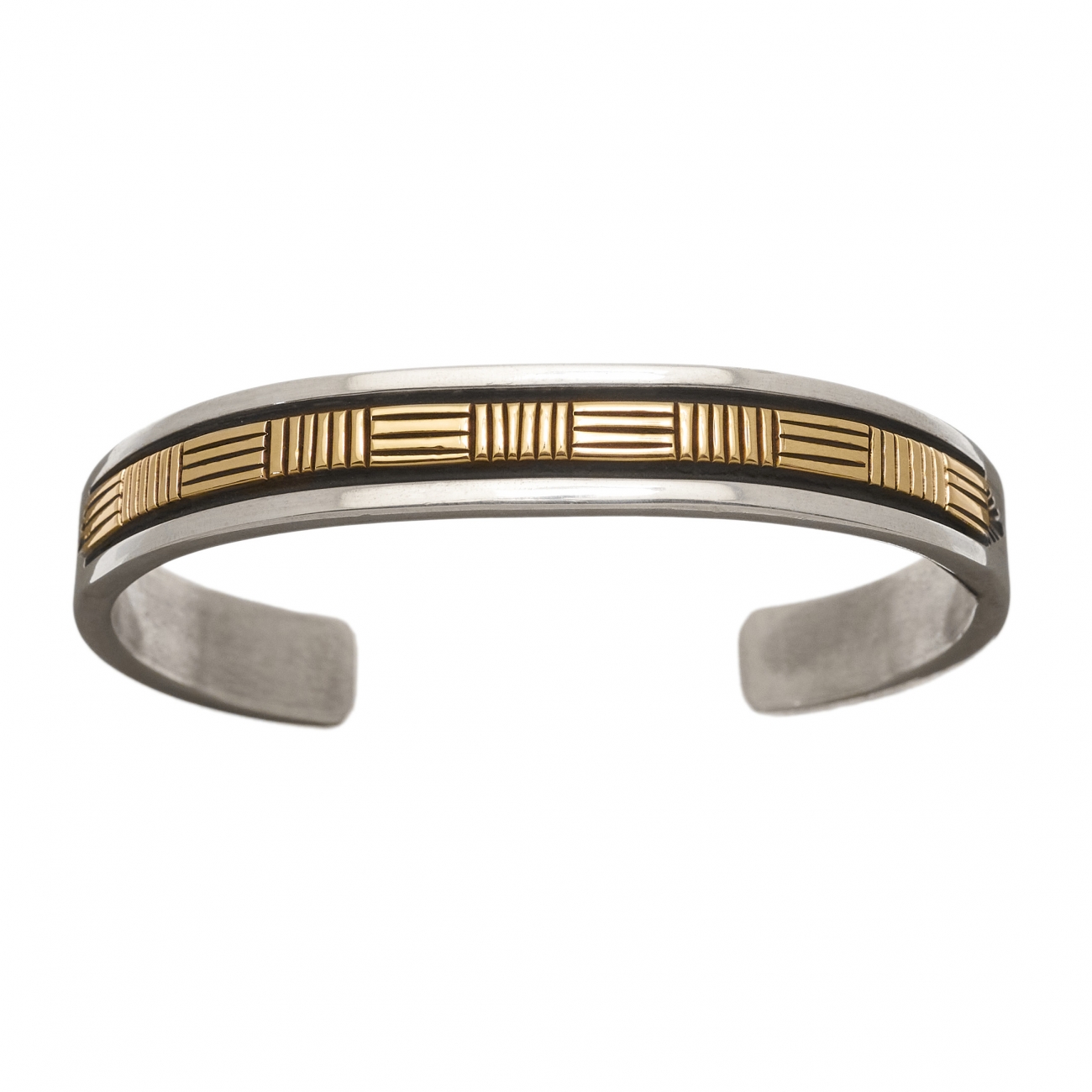 Silver and gold Navajo bracelet, BR711 - Harpo Paris
