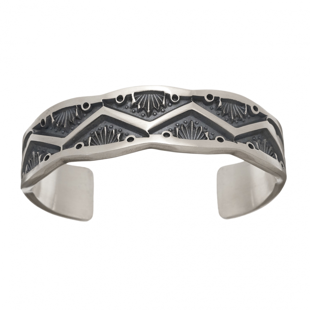Navajo bracelet in mat silver BR713 - Harpo Paris