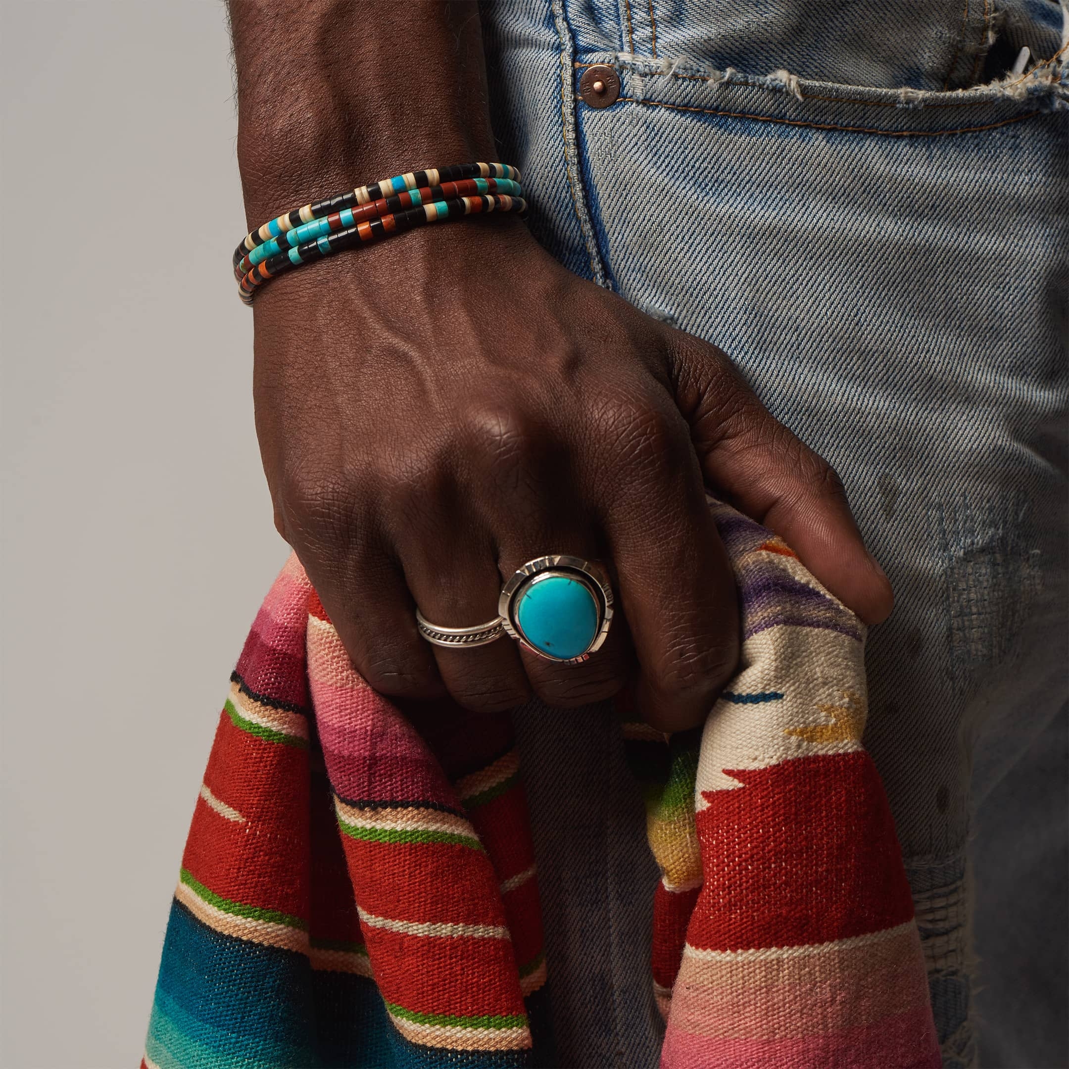 Navajo ring with a silver twist, BAw40 - Harpo Paris