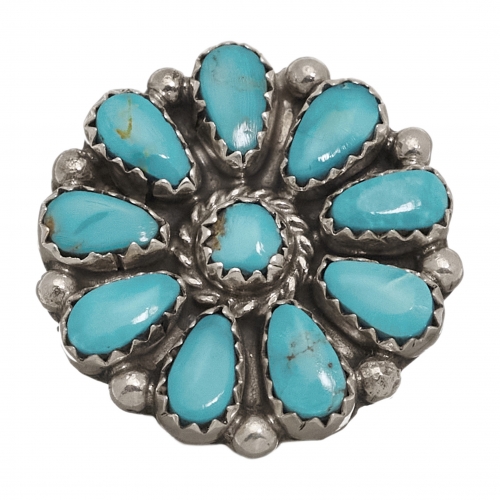 Zuni flower ring for women BA1175 in turquoise and silver - Harpo Paris