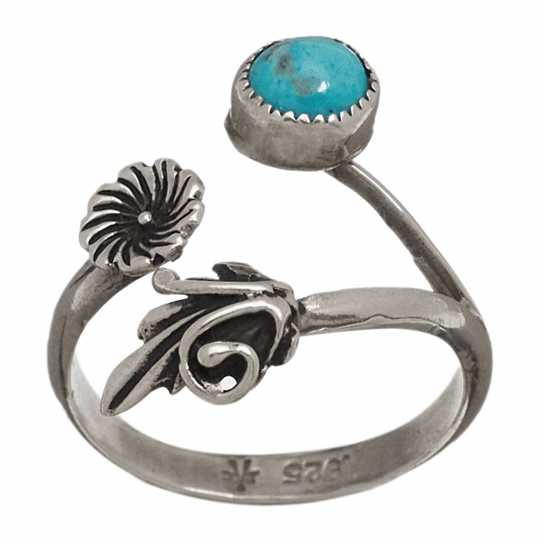 Navajo ring BA1176 in silver and turquoise - Harpo Paris