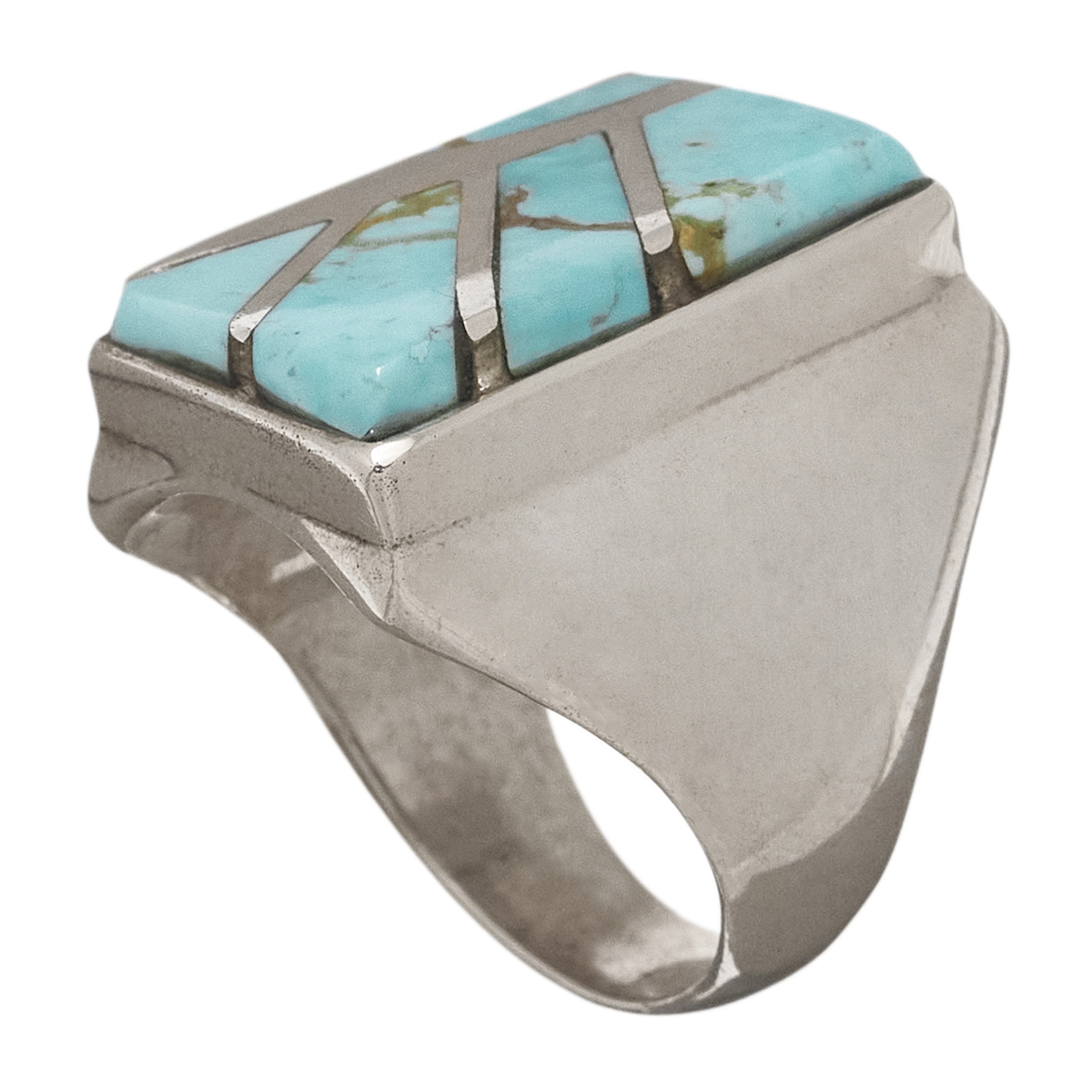 Navajo ring inlaid of silver and turquoise BA1192 - Harpo Paris