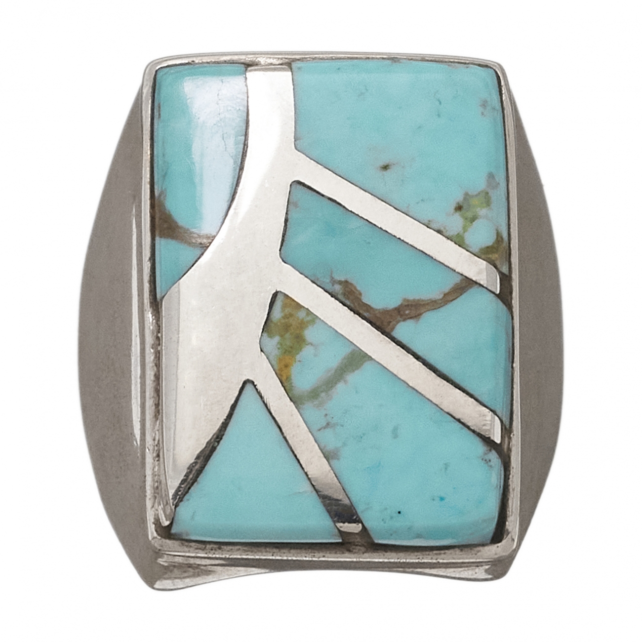 Bague Navajo BA1192 marquetée de turquoise et argent - Harpo Paris