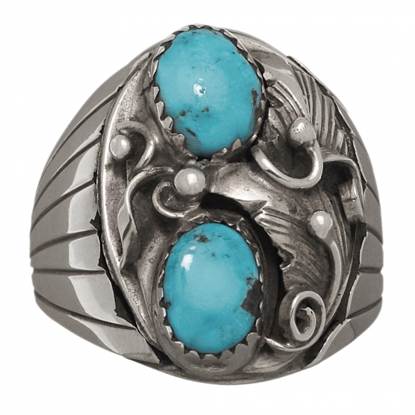 Navajo ring for men BA1193 in turquoise and silver - Harpo Paris